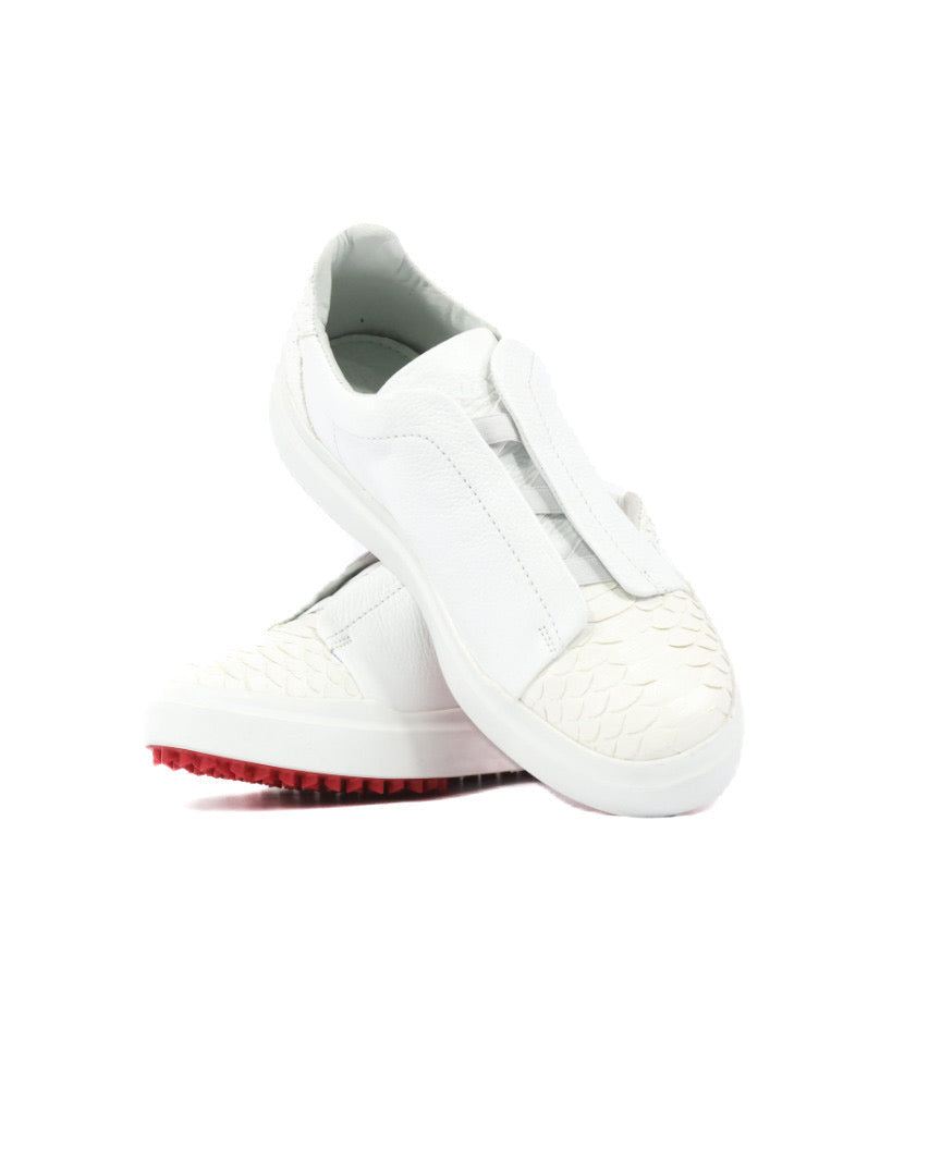 Mens Python Leather Elastic Strap Sneaker