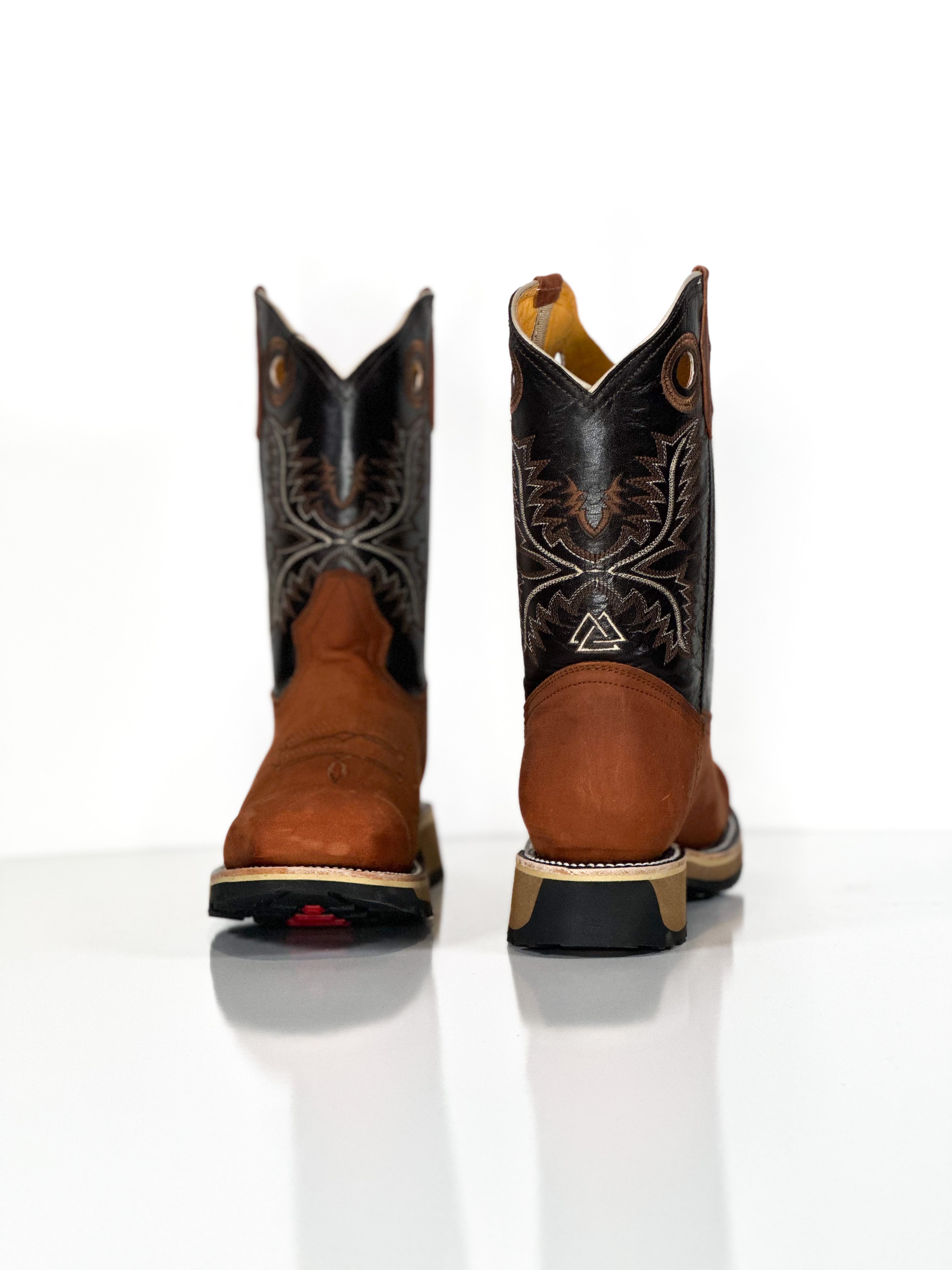 Composite toe work boot-Cobre — angled view of handmade western boots