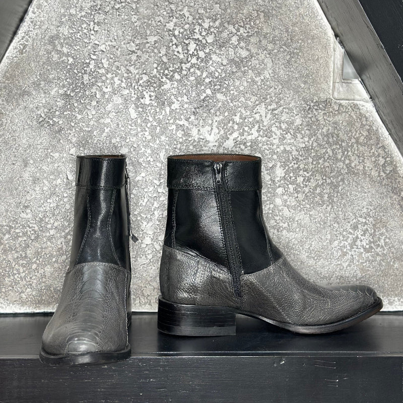 Gray Exotic Boots — side view of handmade western boots