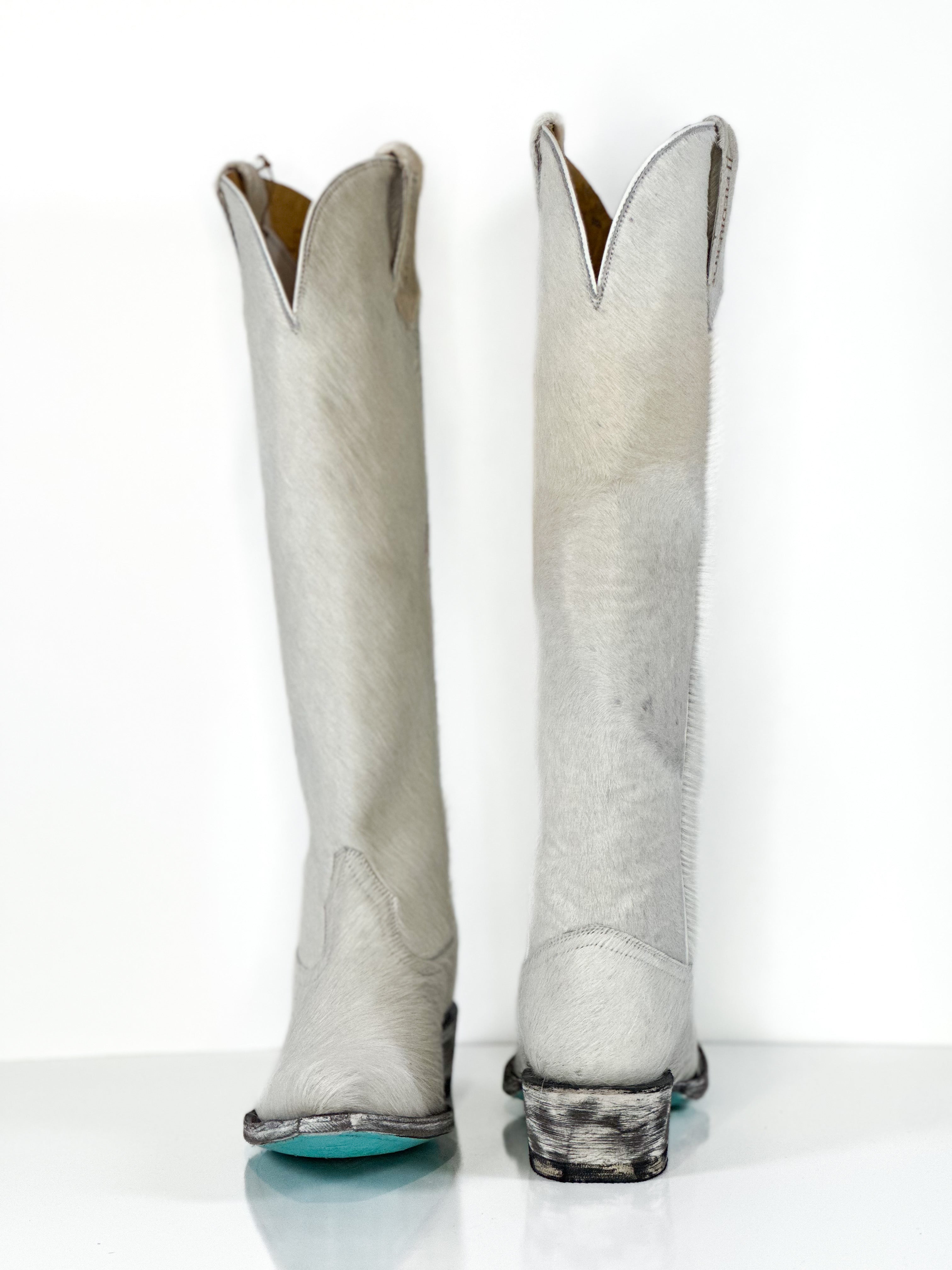 Azeri Cowhide- Snow — angled view