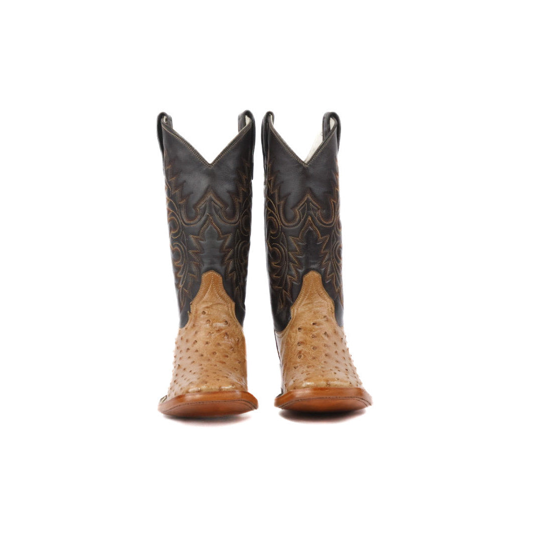 Mens Ostrich Boot Squared Toe