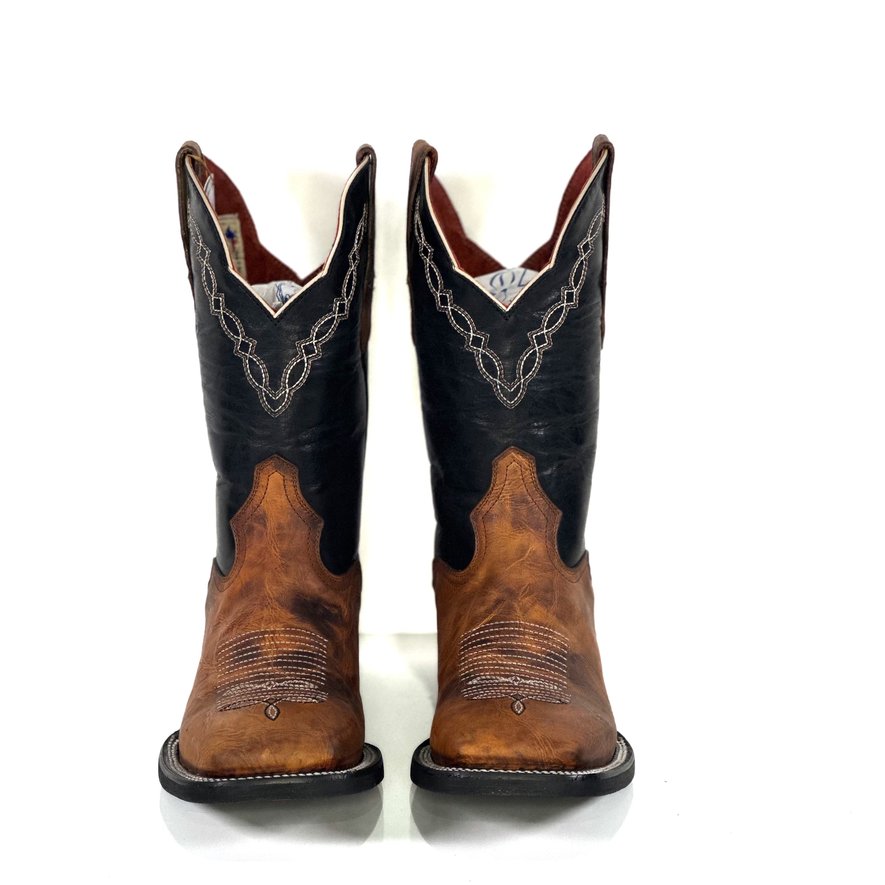 Leander Honey Boot — side view of handmade western boots