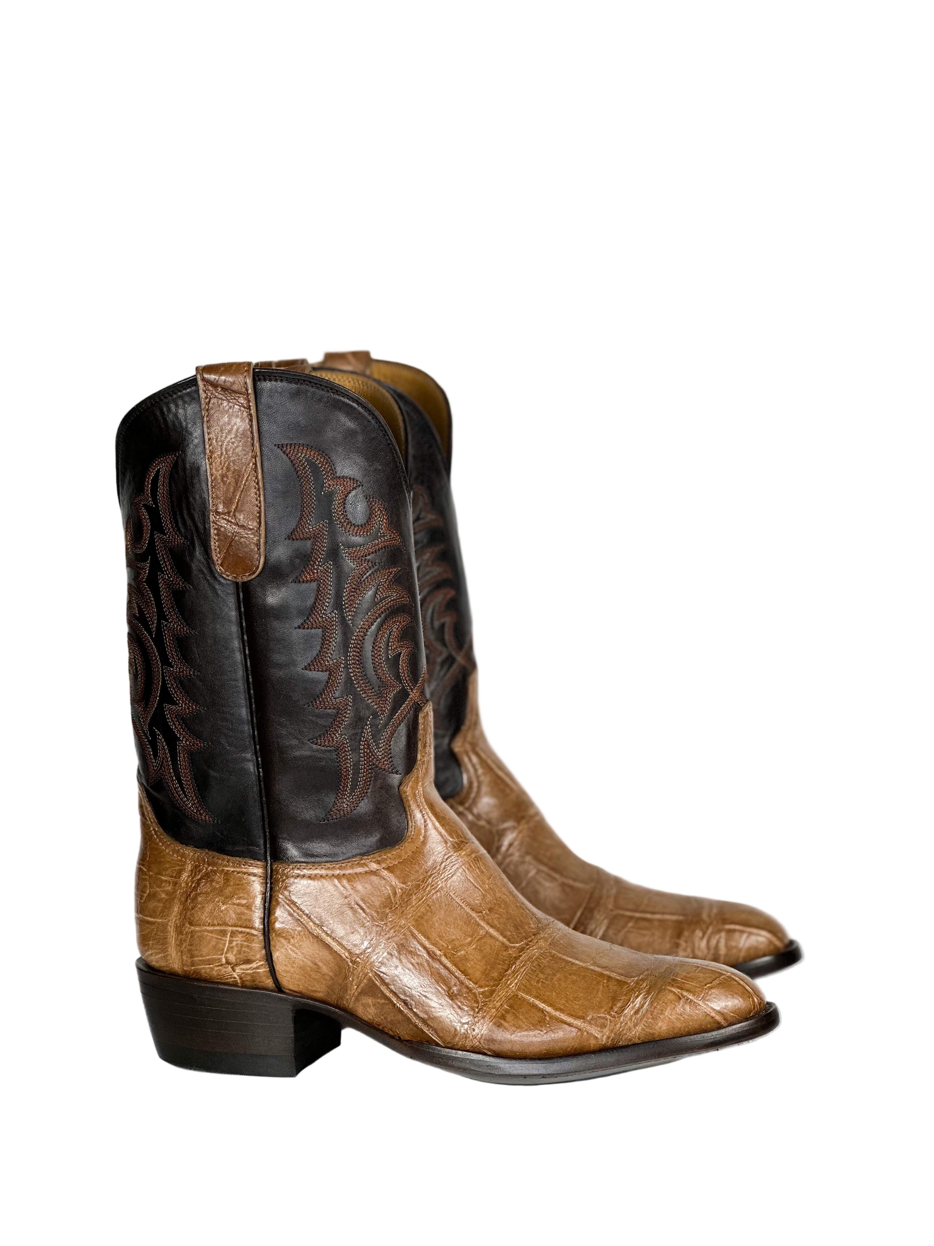 Alligator- Caramel Stitch Boot — handmade American Alligator boots by Cuadra Piedreros
