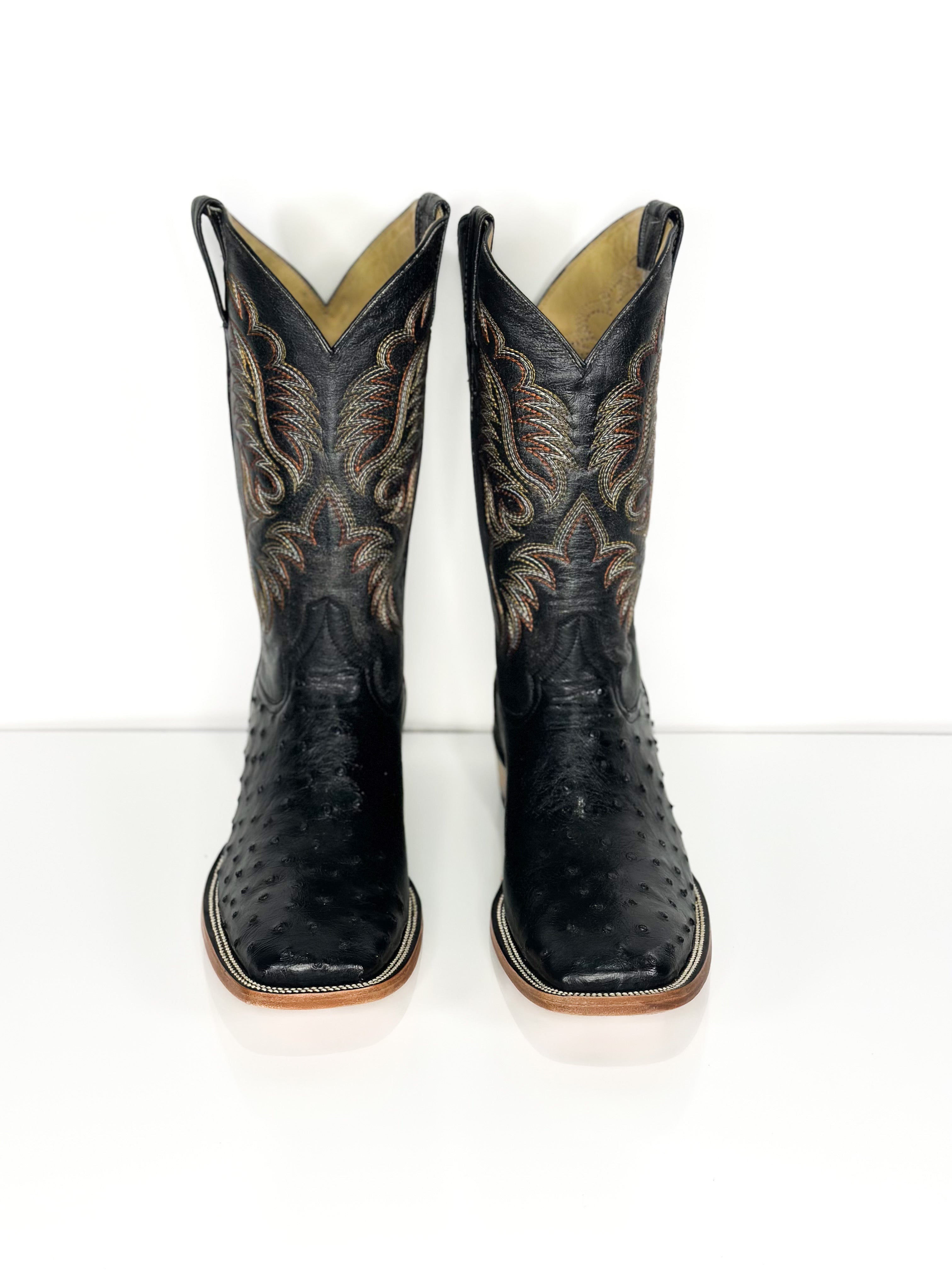 Ala Black Boot — side view of handmade western boots