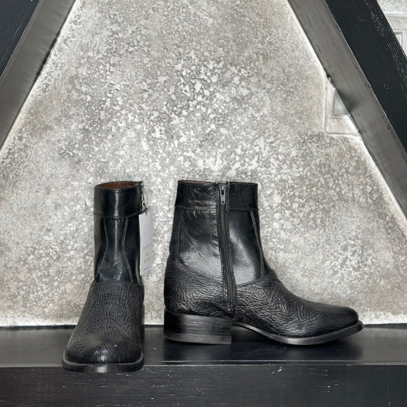Obsidian Shadow Boots — side view of handmade western boots