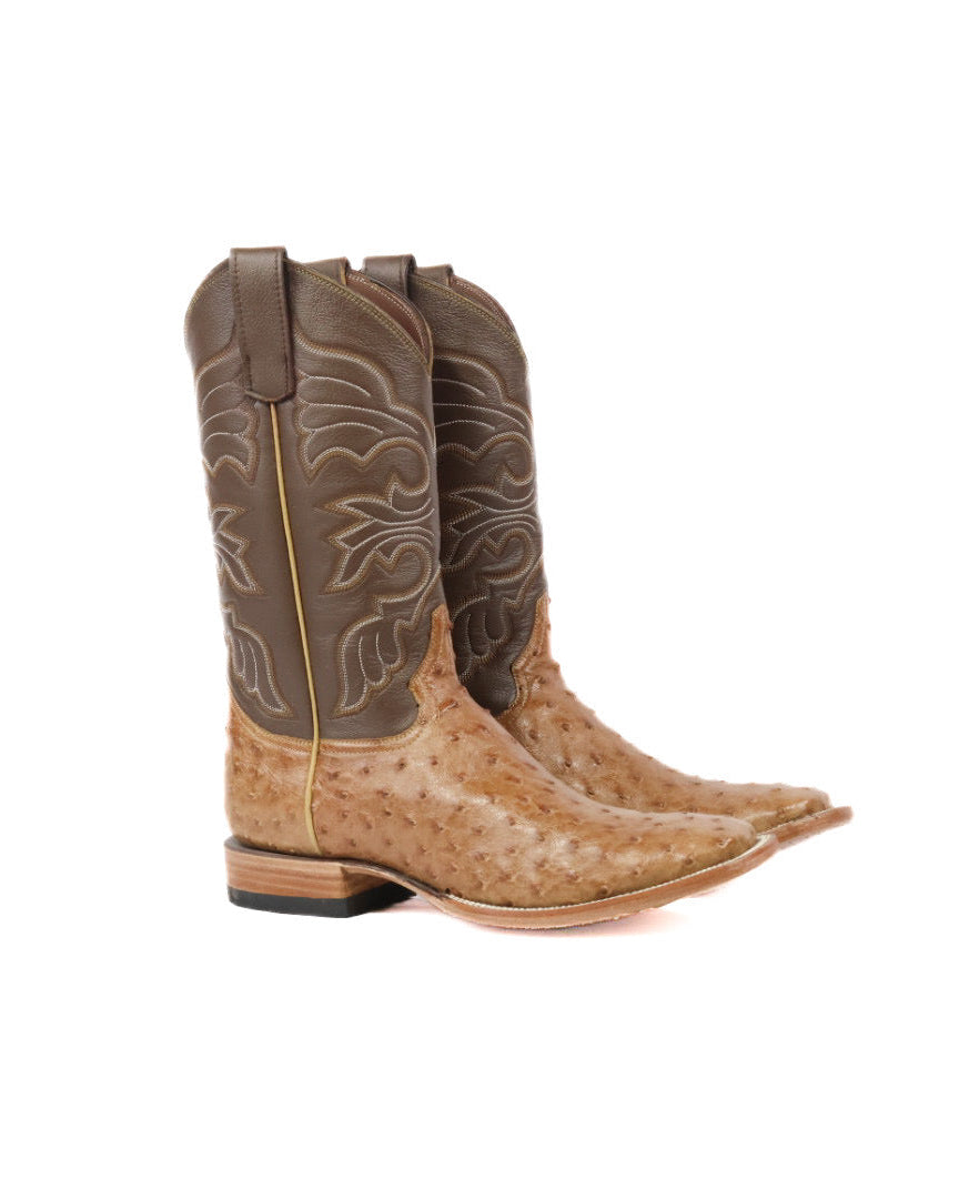 Mens Ostrich Boot Squared Toe