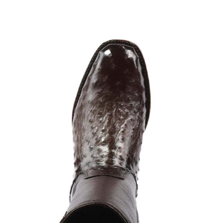 Ostrich Leather French Zipper Ankle Boots