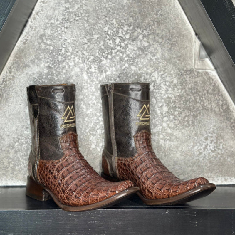 Cocoa Croc Short Boots — handmade western boots by Cuadra Piedreros