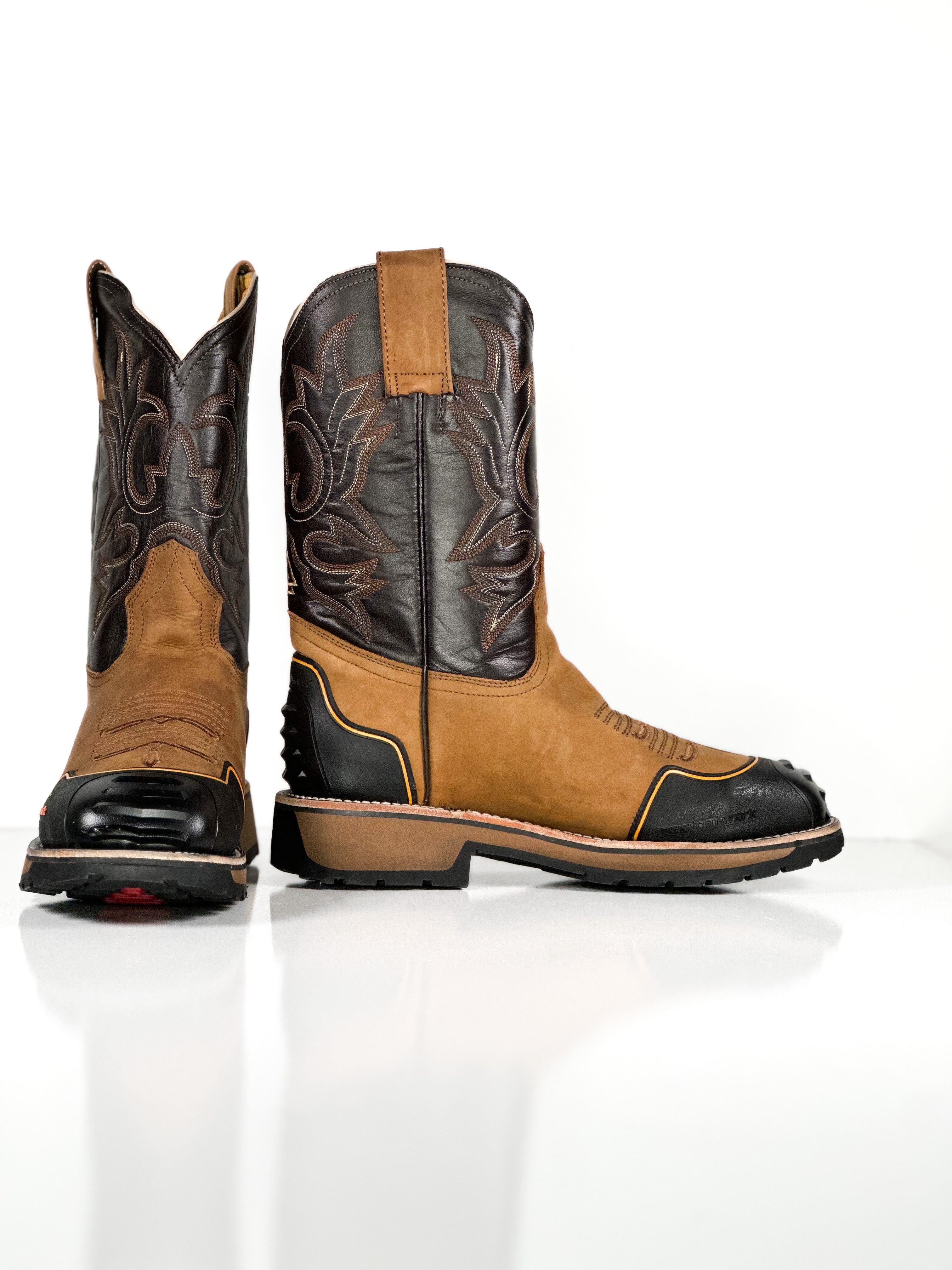 Composite toe work boot — detail shot of handmade western boots