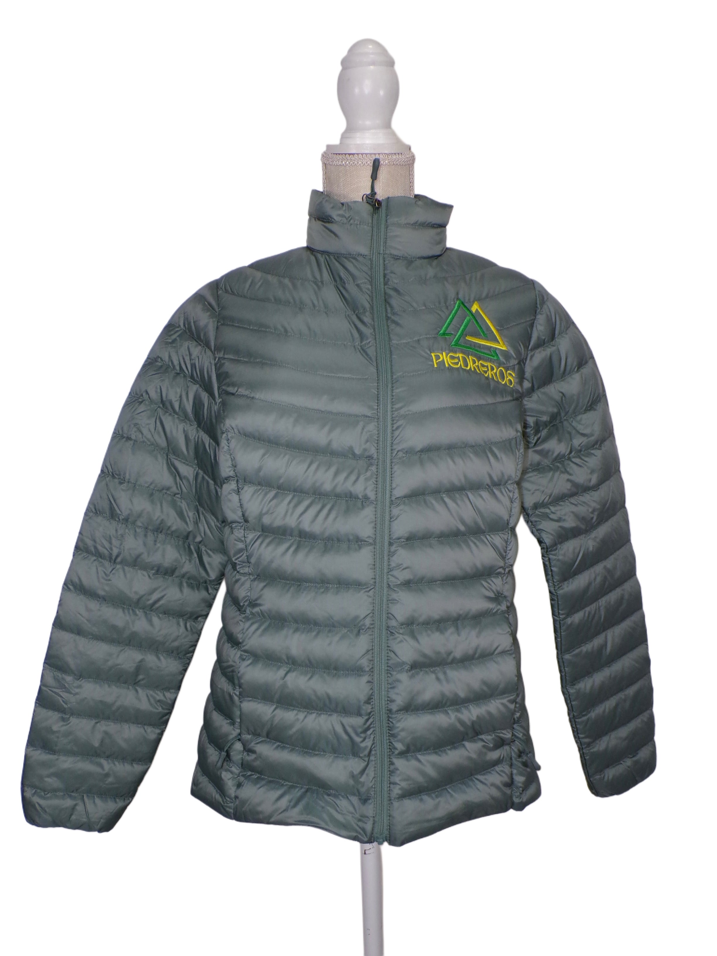 Womens Puffer Logo Jacket — angled view