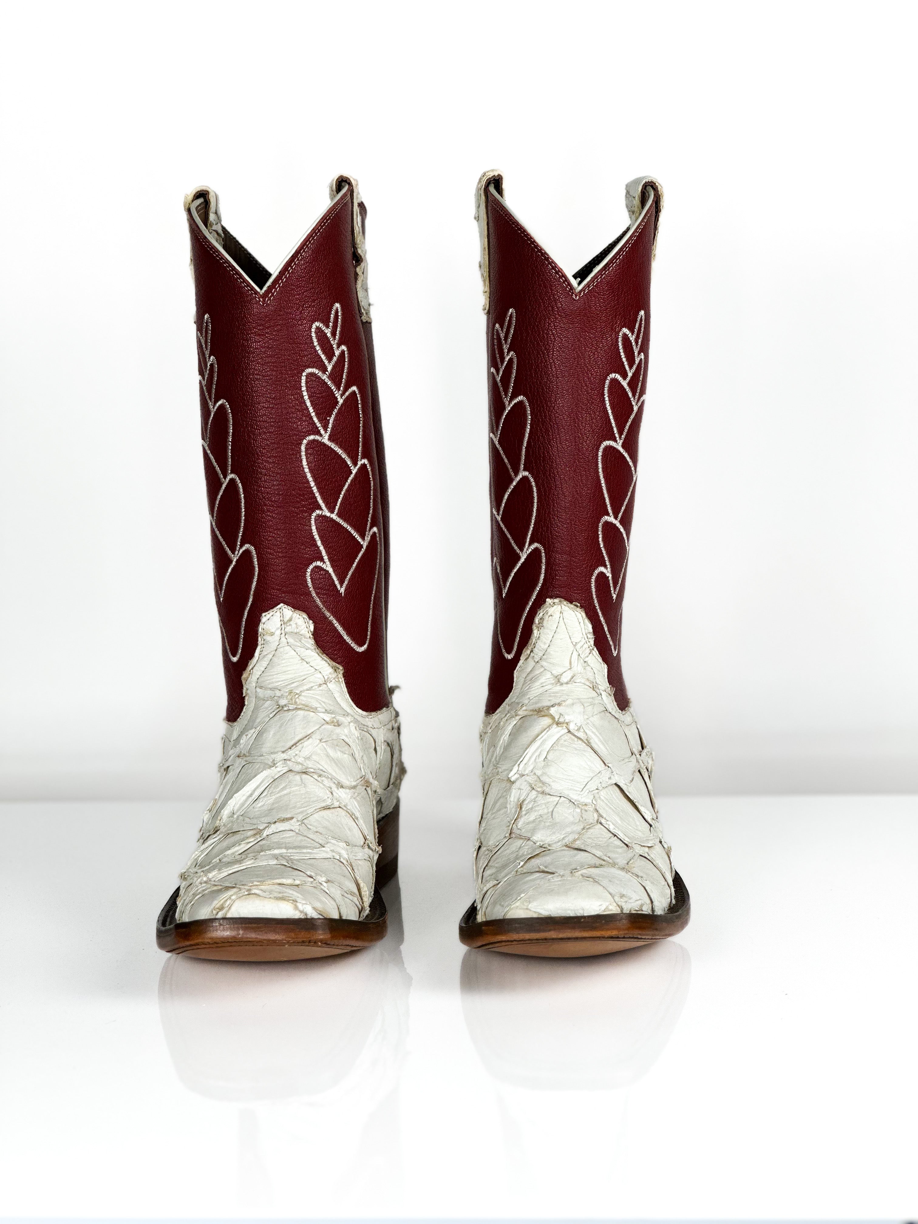 Aurora Fish Boots — side view of handmade fish skin boots