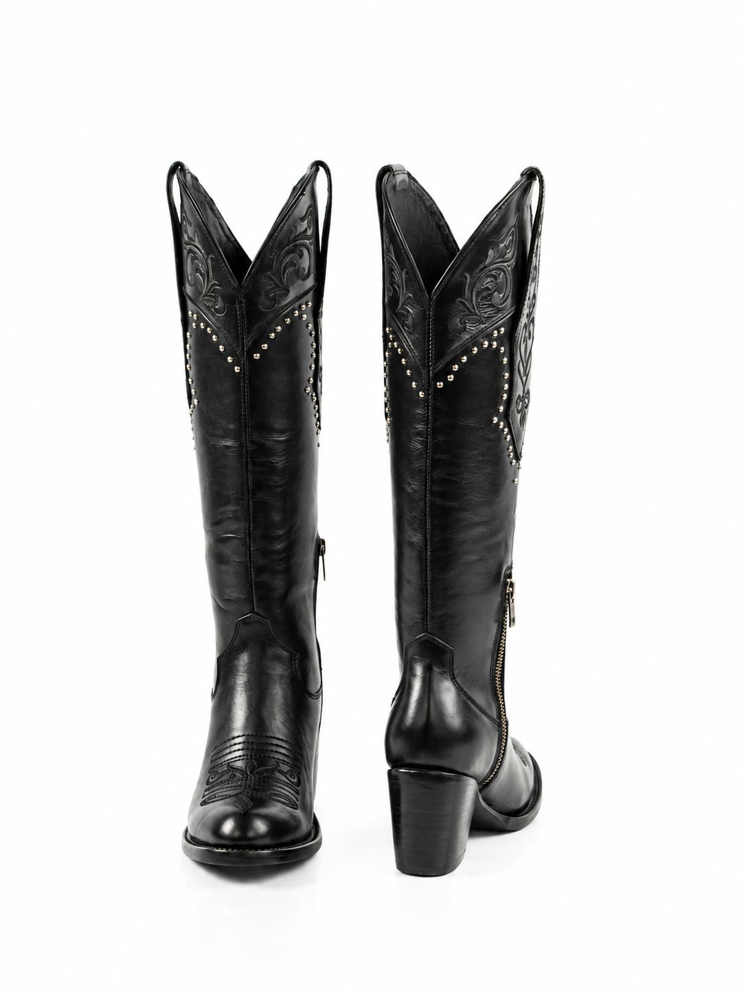 The Reina — Leather Women's Cowboy Boot, front and side view