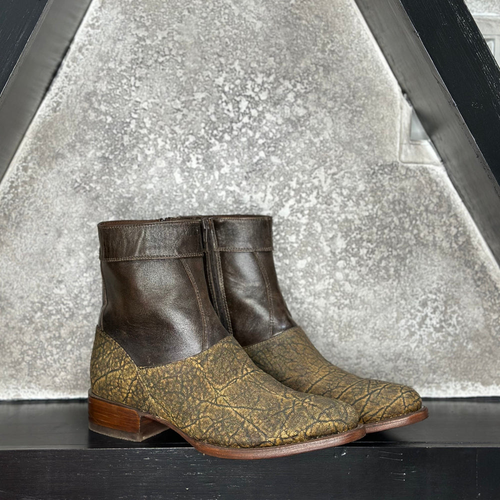 Olive Serpent Boots — handmade python boots by Cuadra Piedreros
