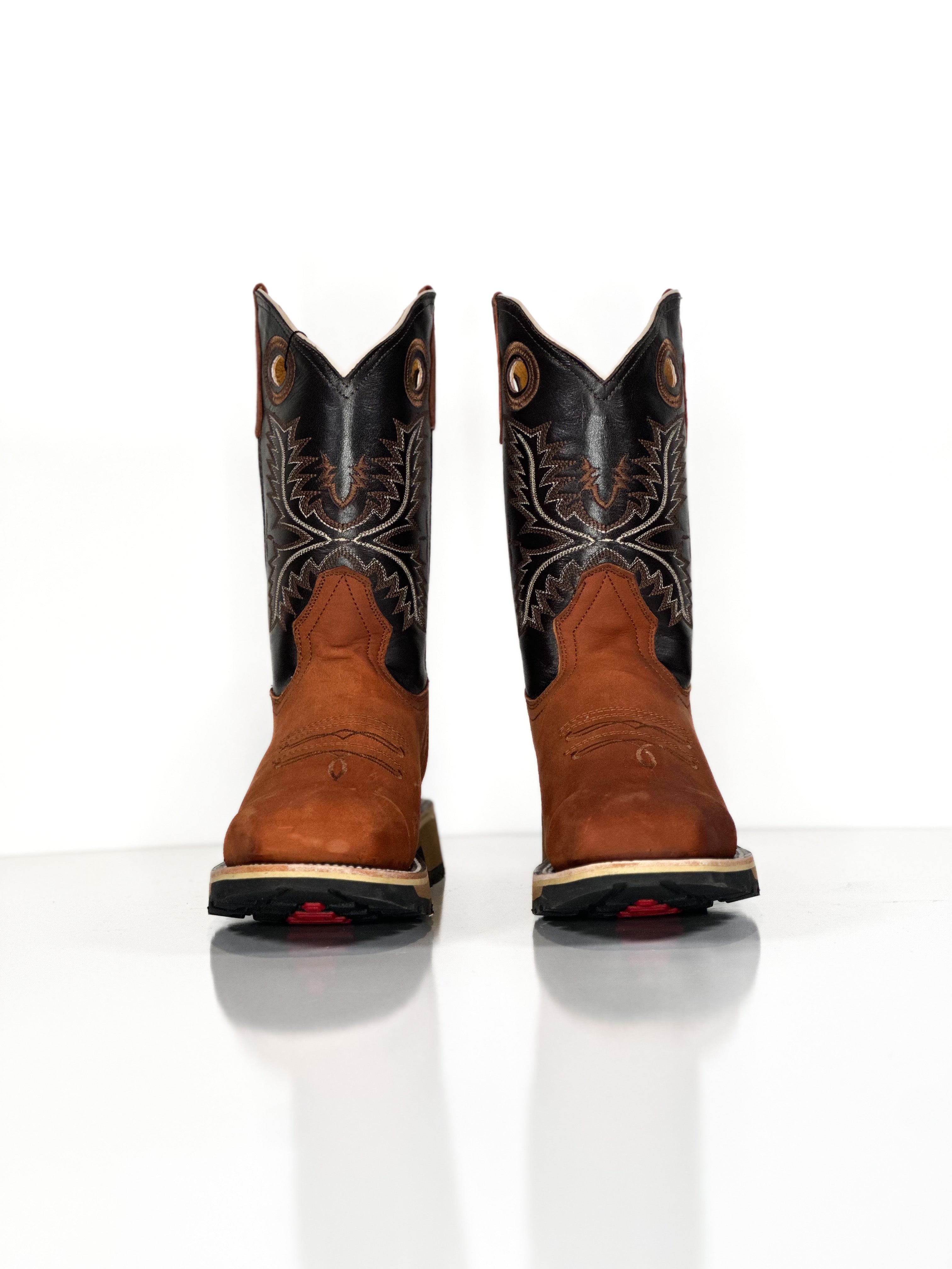 Composite toe work boot-Cobre — side view of handmade western boots