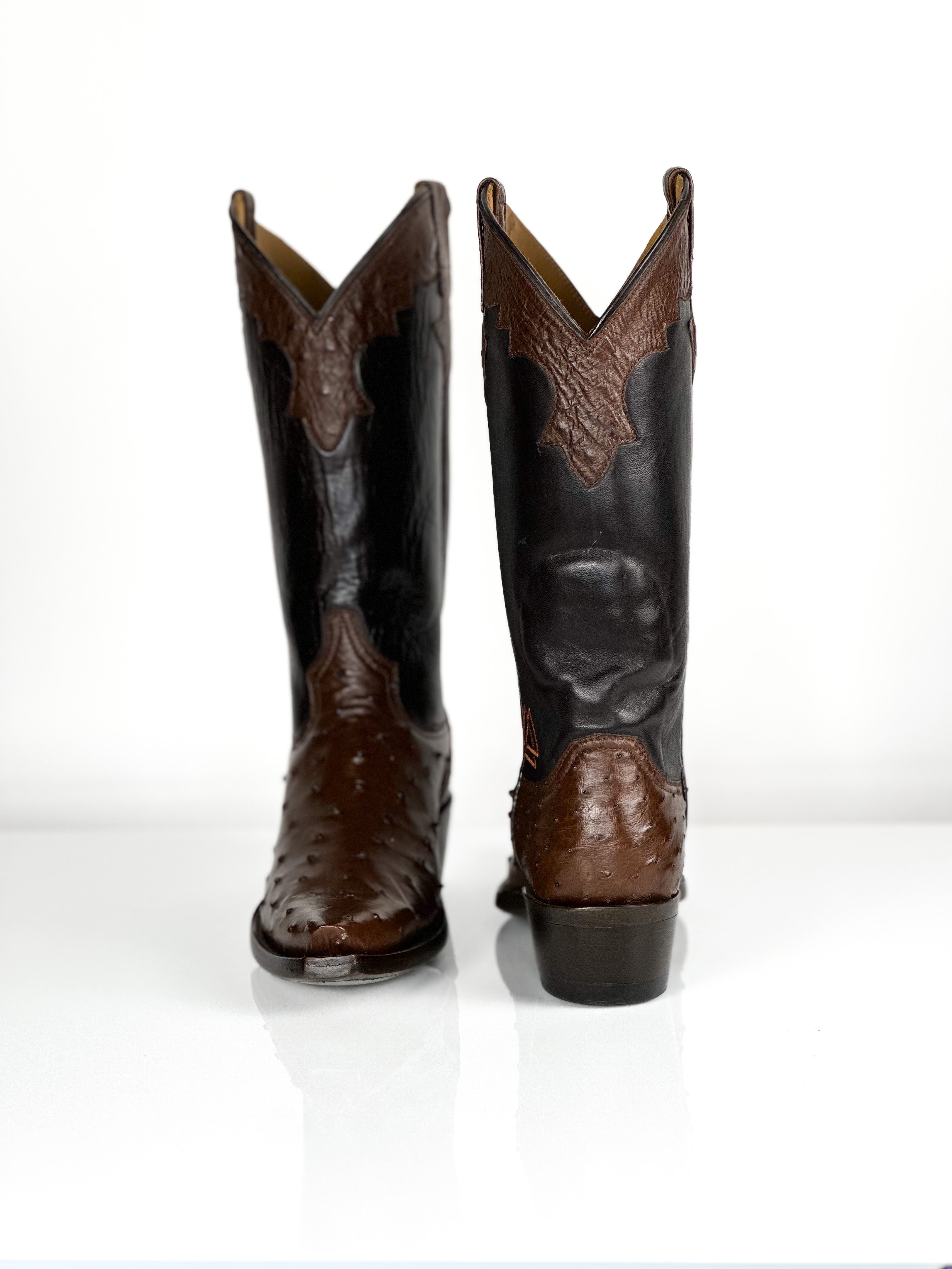 Bota de avestruz de punta afilada para mujer