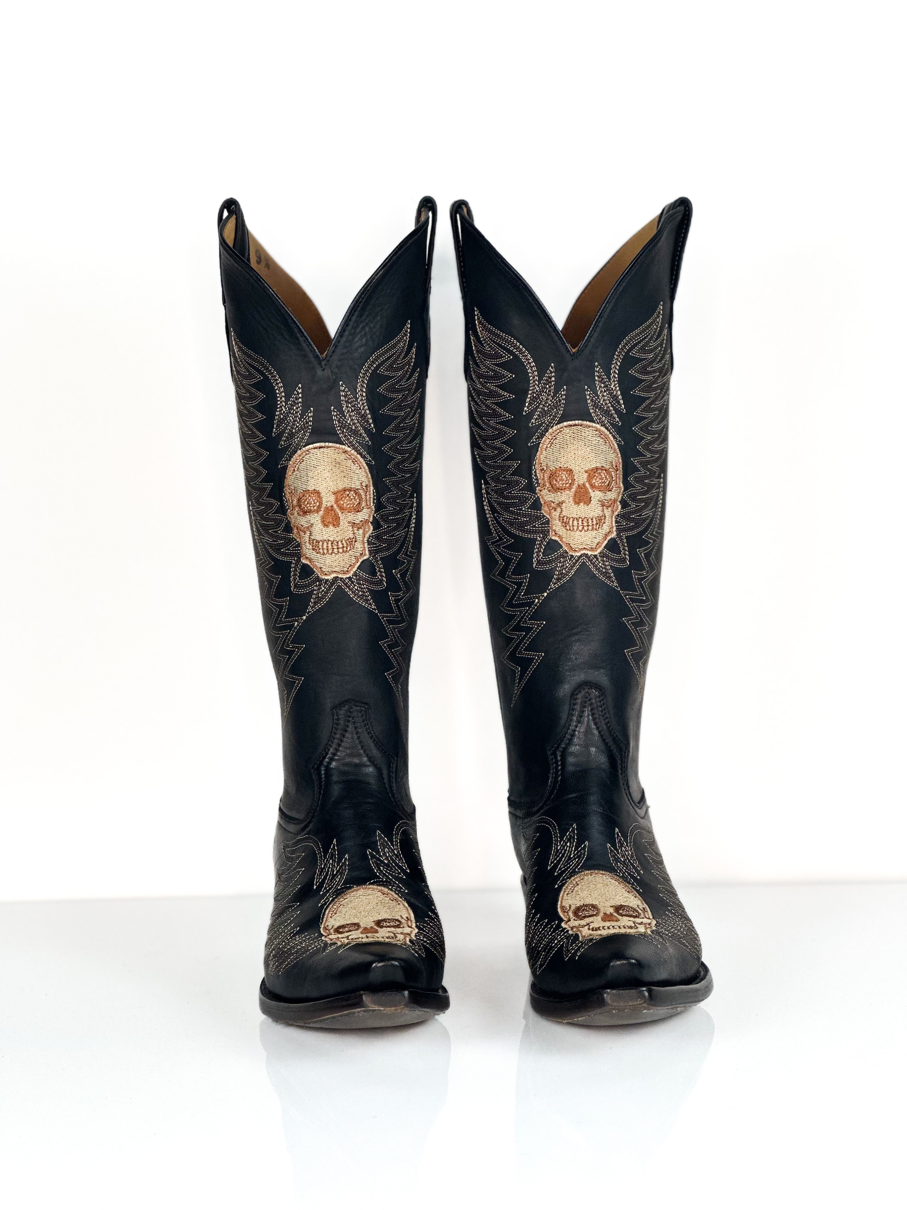 Cartels Rose Boots — side view of handmade western boots