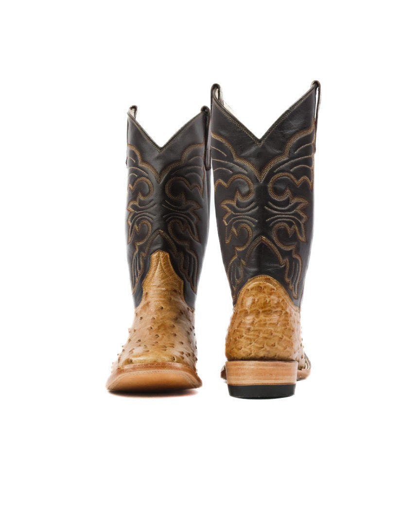 Mens Ostrich Boot Squared Toe