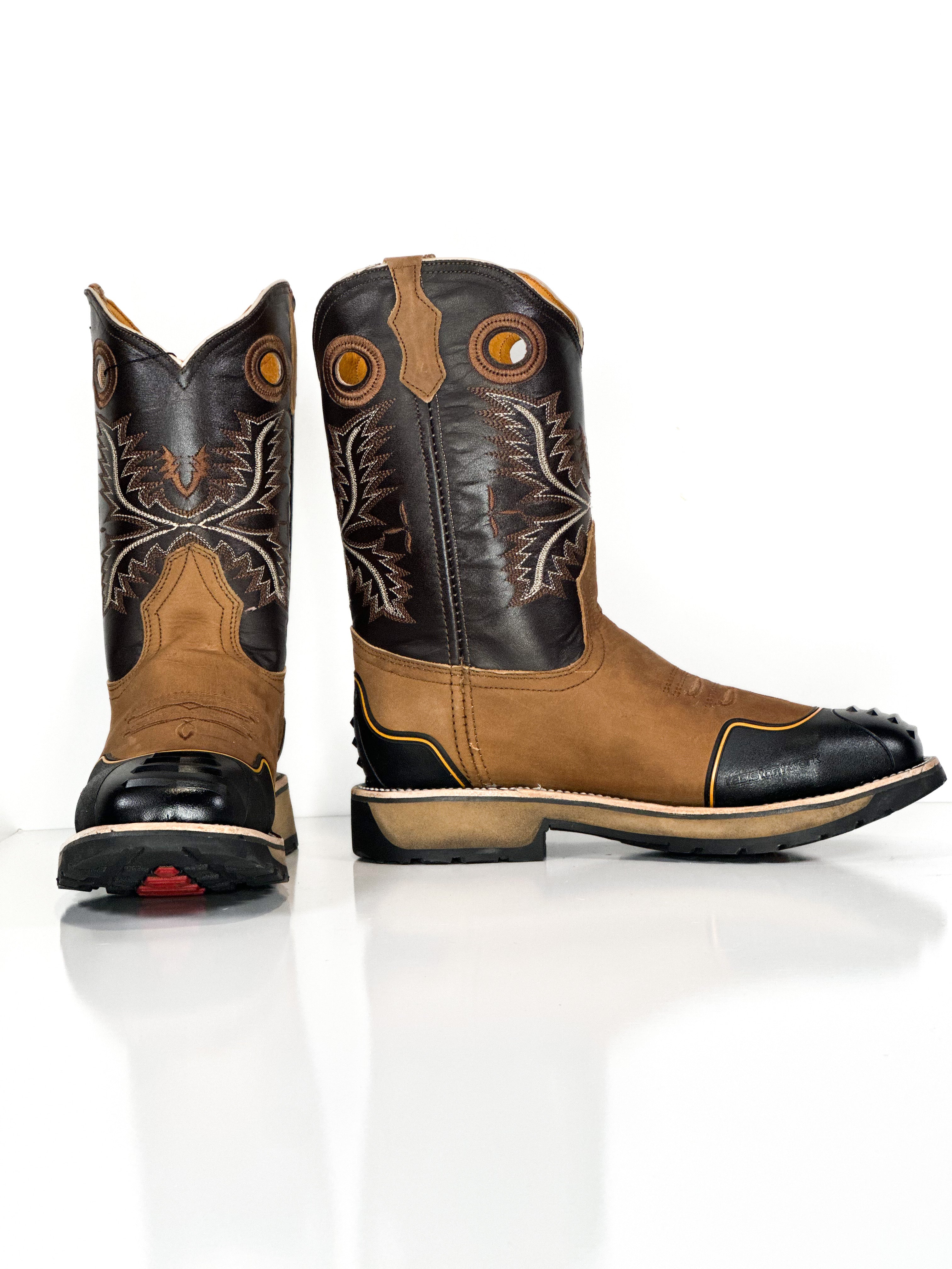Composite toe Work Boot-Tabaco — detail shot of handmade western boots