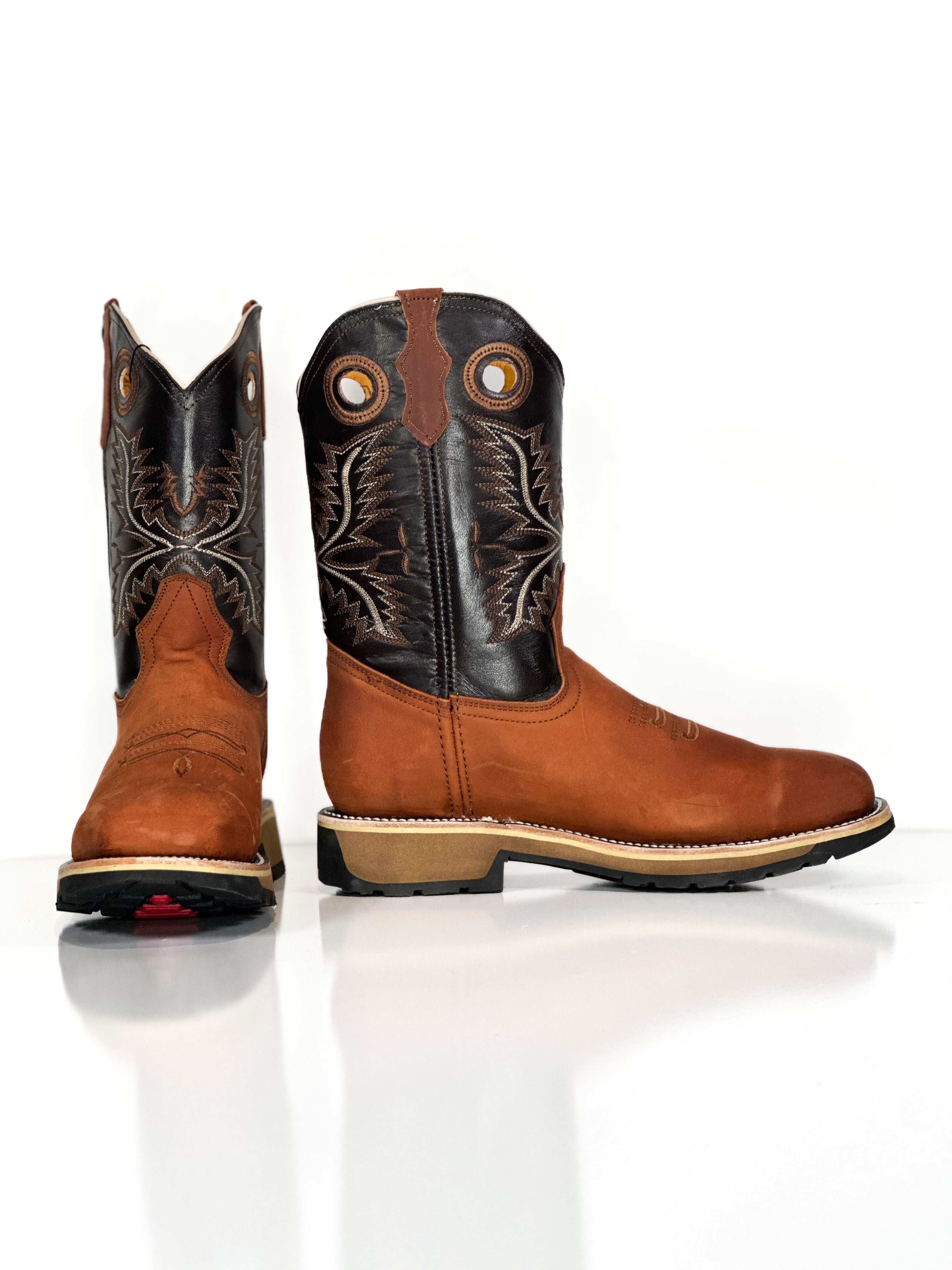 Composite toe work boot-Cobre — detail shot of handmade western boots