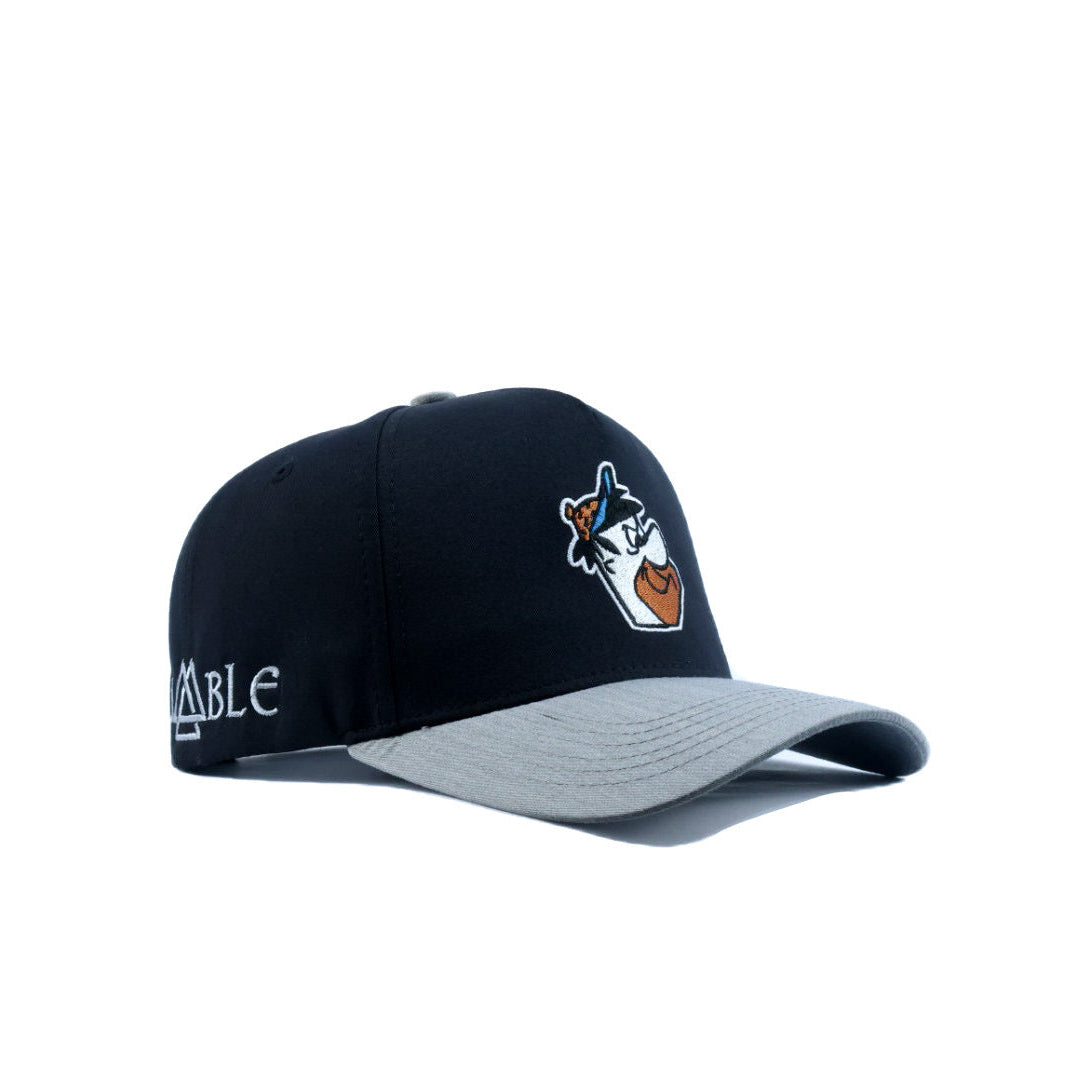 Black and gray cap with 'humble' logo and 'pedro' logo