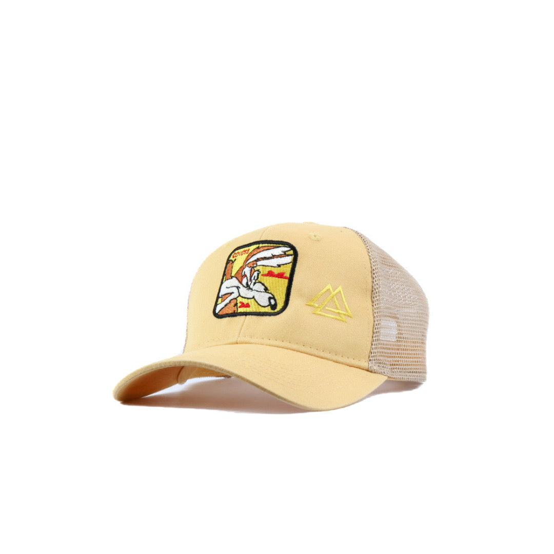 yellow coyote cap with piedreros logo