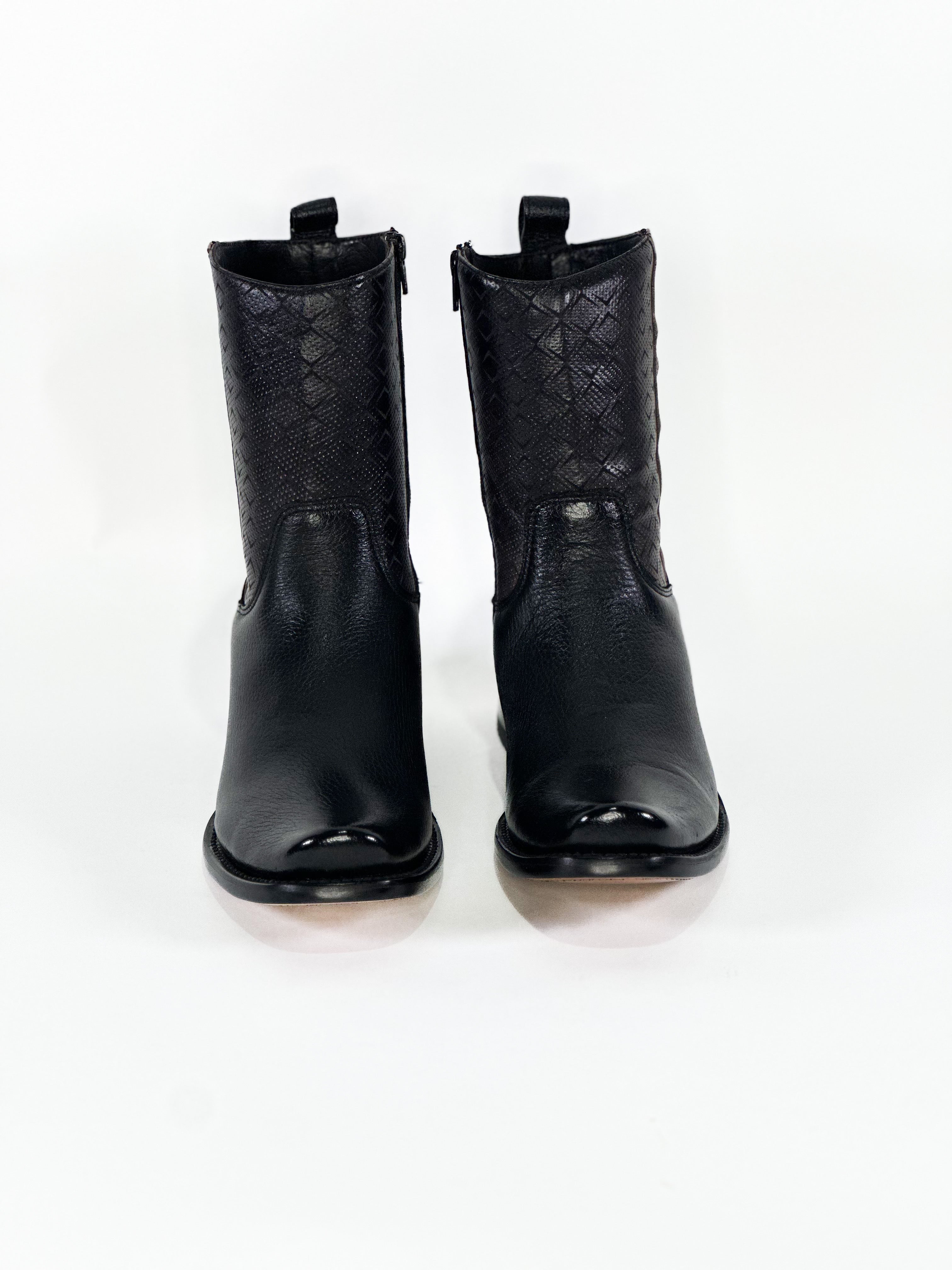 Deer San Vittorio Ankle Boot — side view of handmade western boots