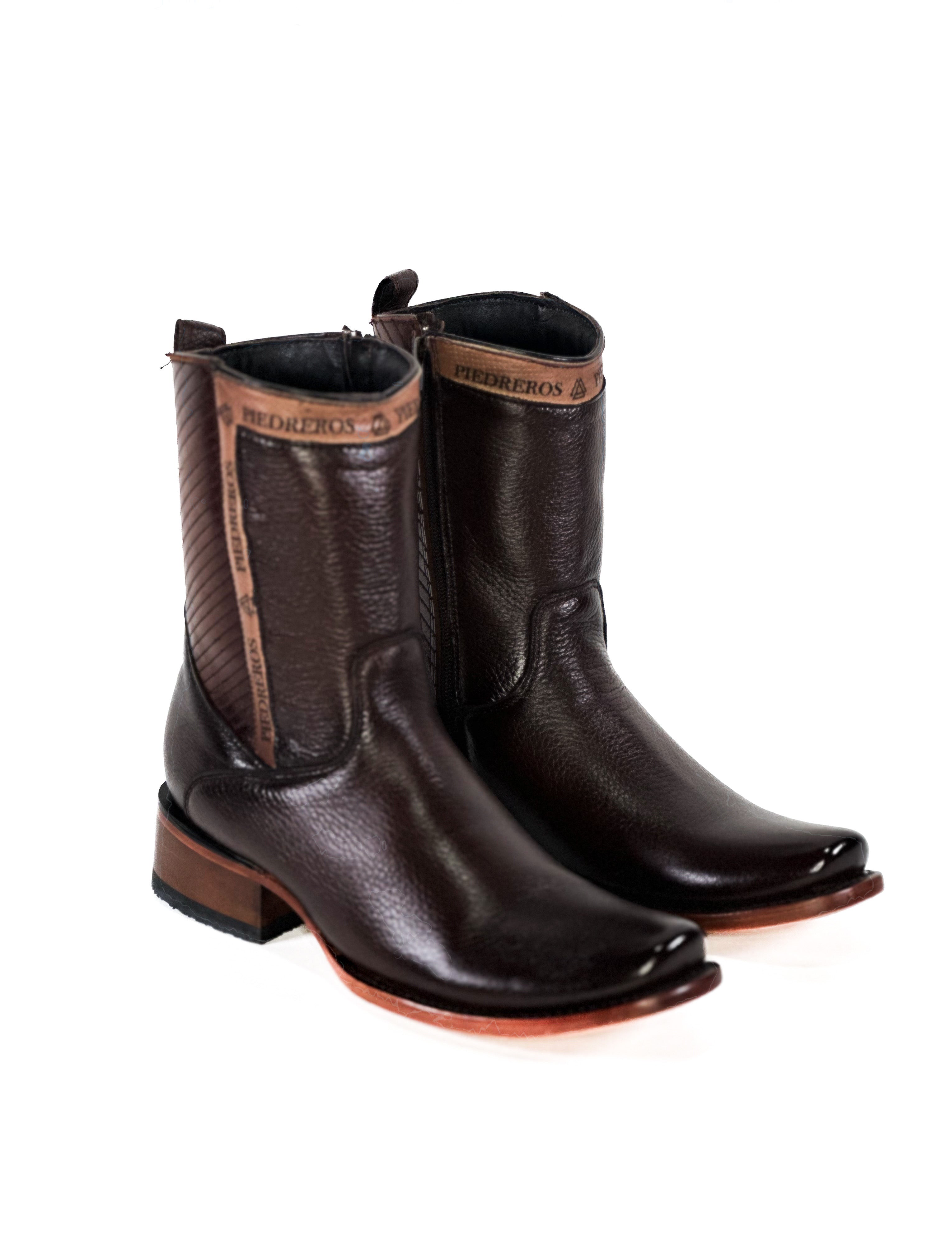 Deer Monte Carlo Ankle Boot — profile view of handmade western boots
