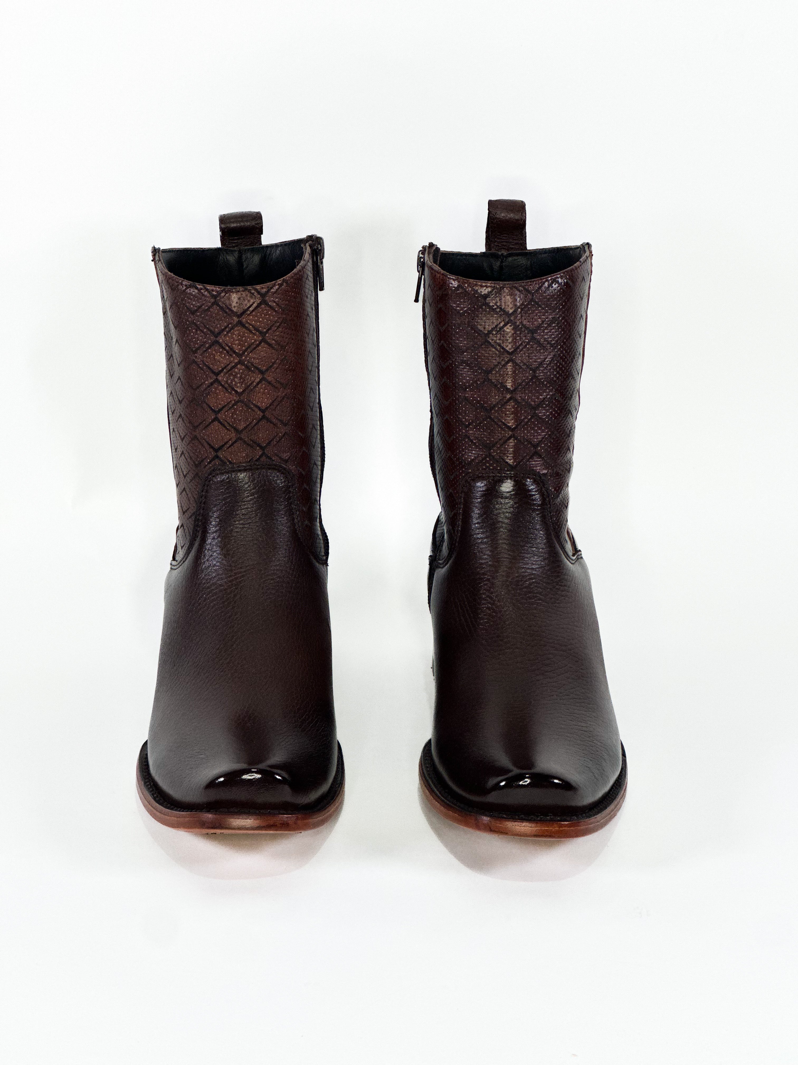 Deer San Vittorio Ankle Boot — top view of handmade western boots