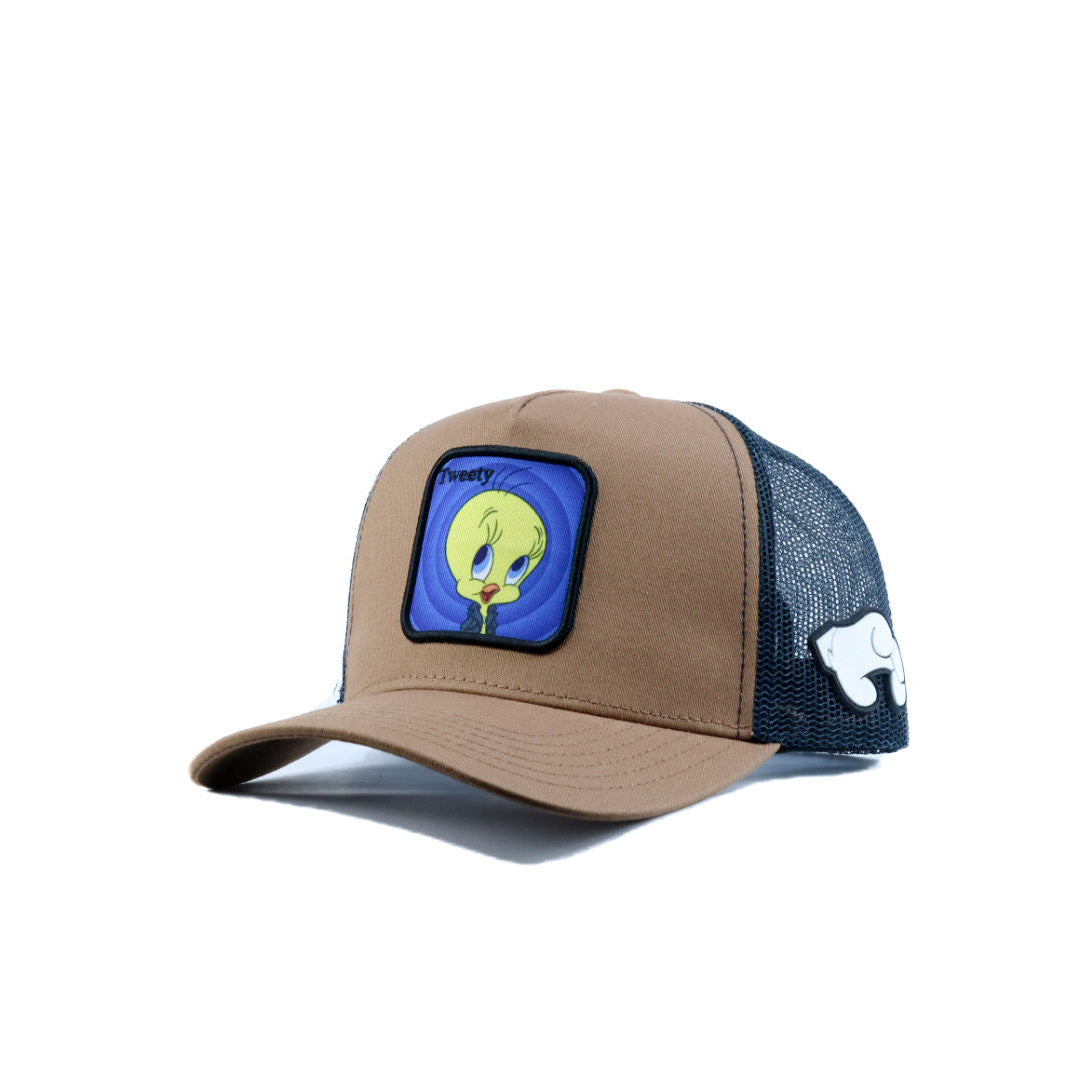 Brown and blue tweety cap
