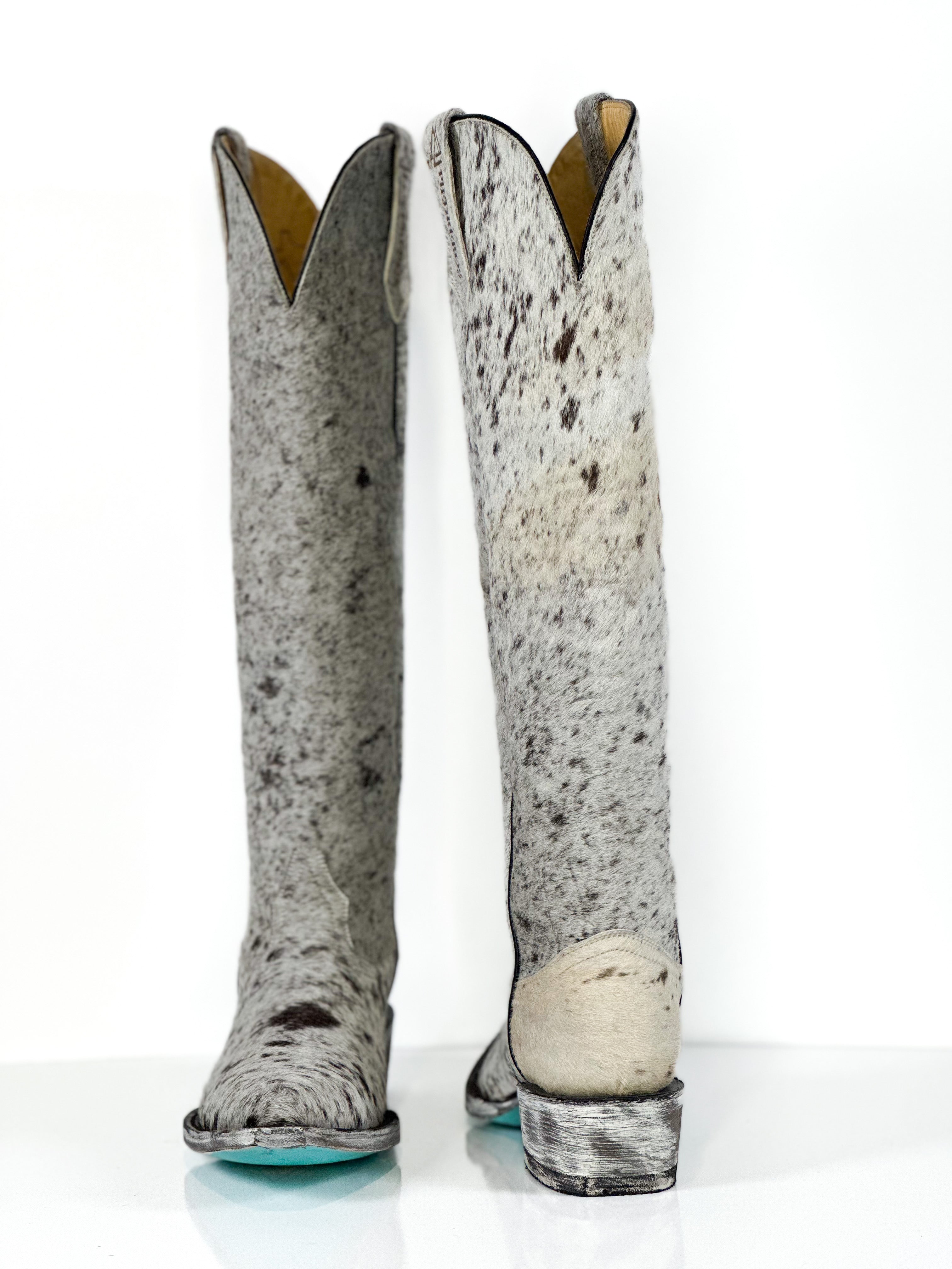 Azeri Cowhide Boot — lifestyle shot of handmade western boots