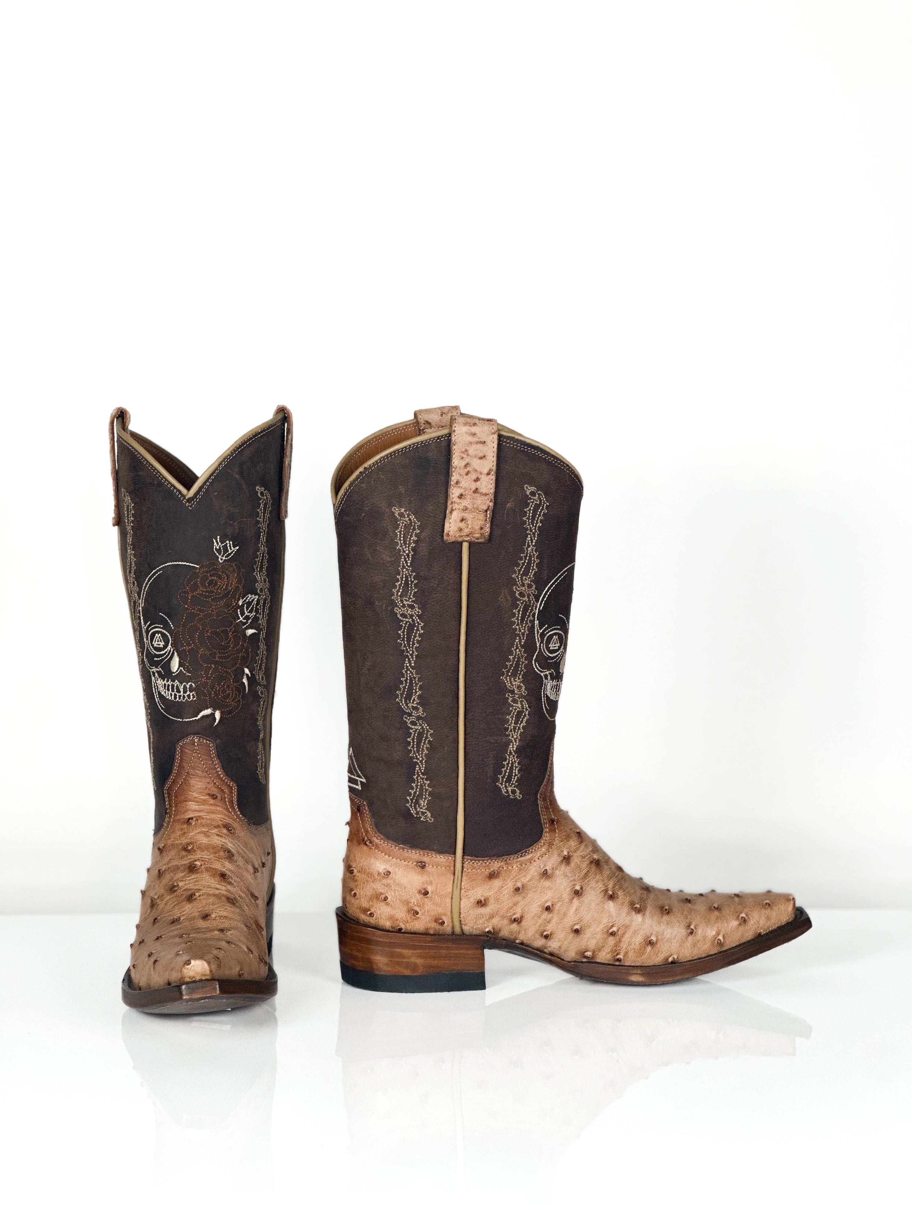 Tori Ostrich Boots — detail shot of handmade ostrich boots