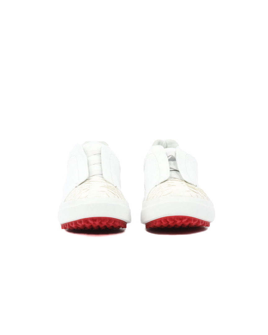 Mens Python Leather Elastic Strap Sneaker