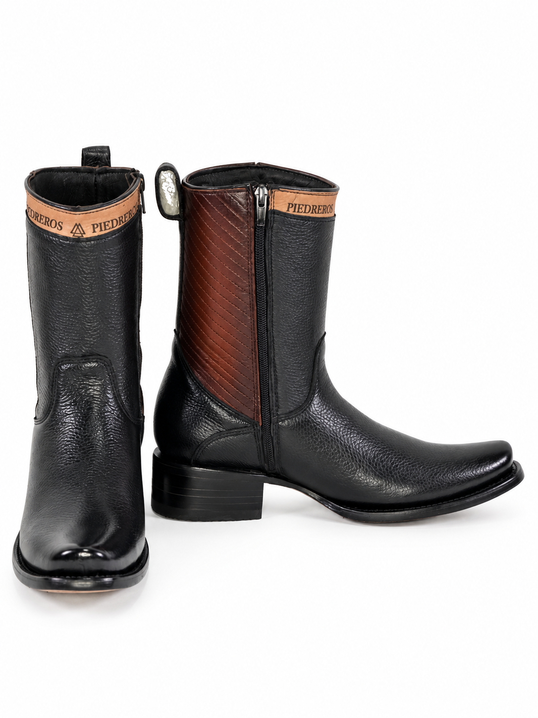 The Monte Carlo — Deer Leather Square Toe Men's Cowboy Boot, side view