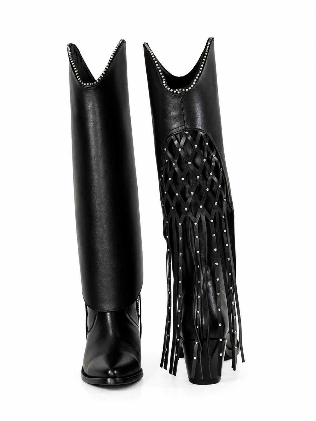 The Fringe Pearl — Leather Women's Cowboy Boot, detail view