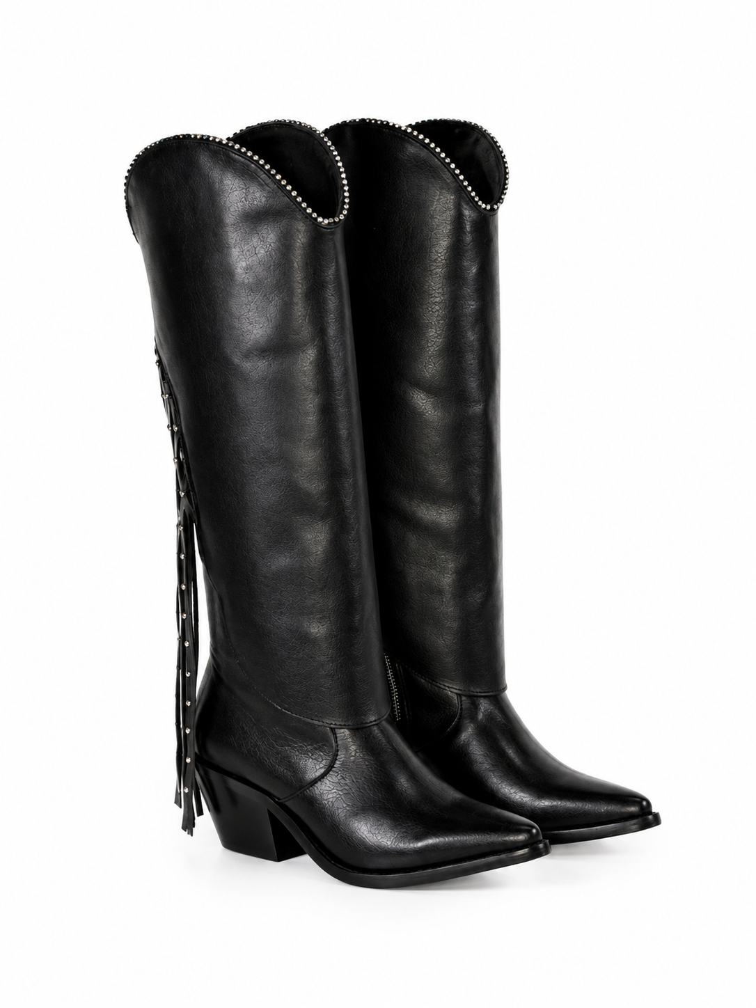 The Fringe Pearl — Leather Women's Cowboy Boot, side view