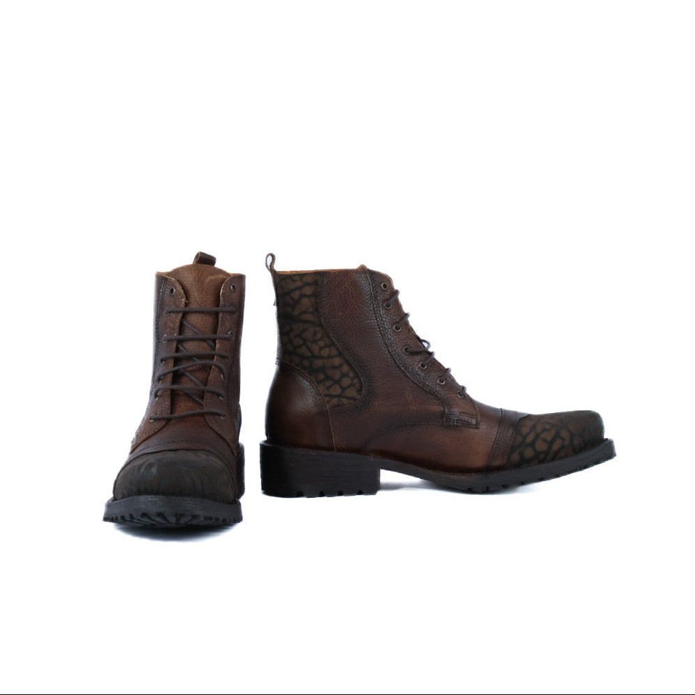 brown leather shoelace ankle boots