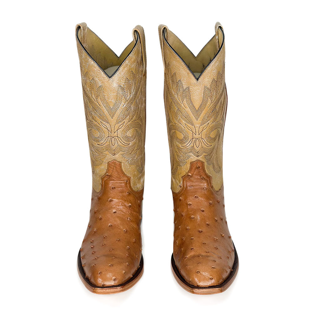 Crown Ostrich Boot — detail shot of handmade ostrich boots
