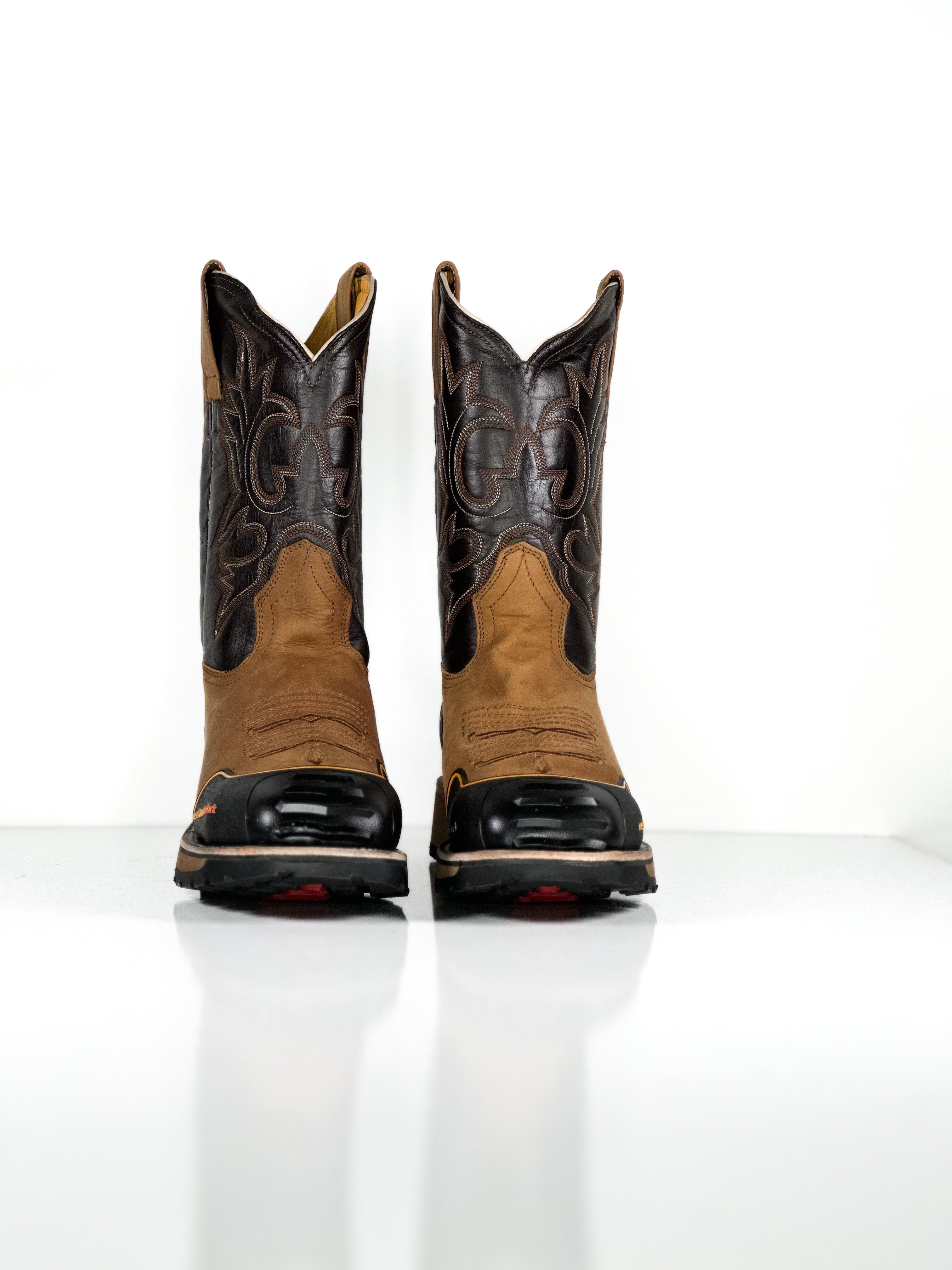 Composite toe work boot — side view of handmade western boots