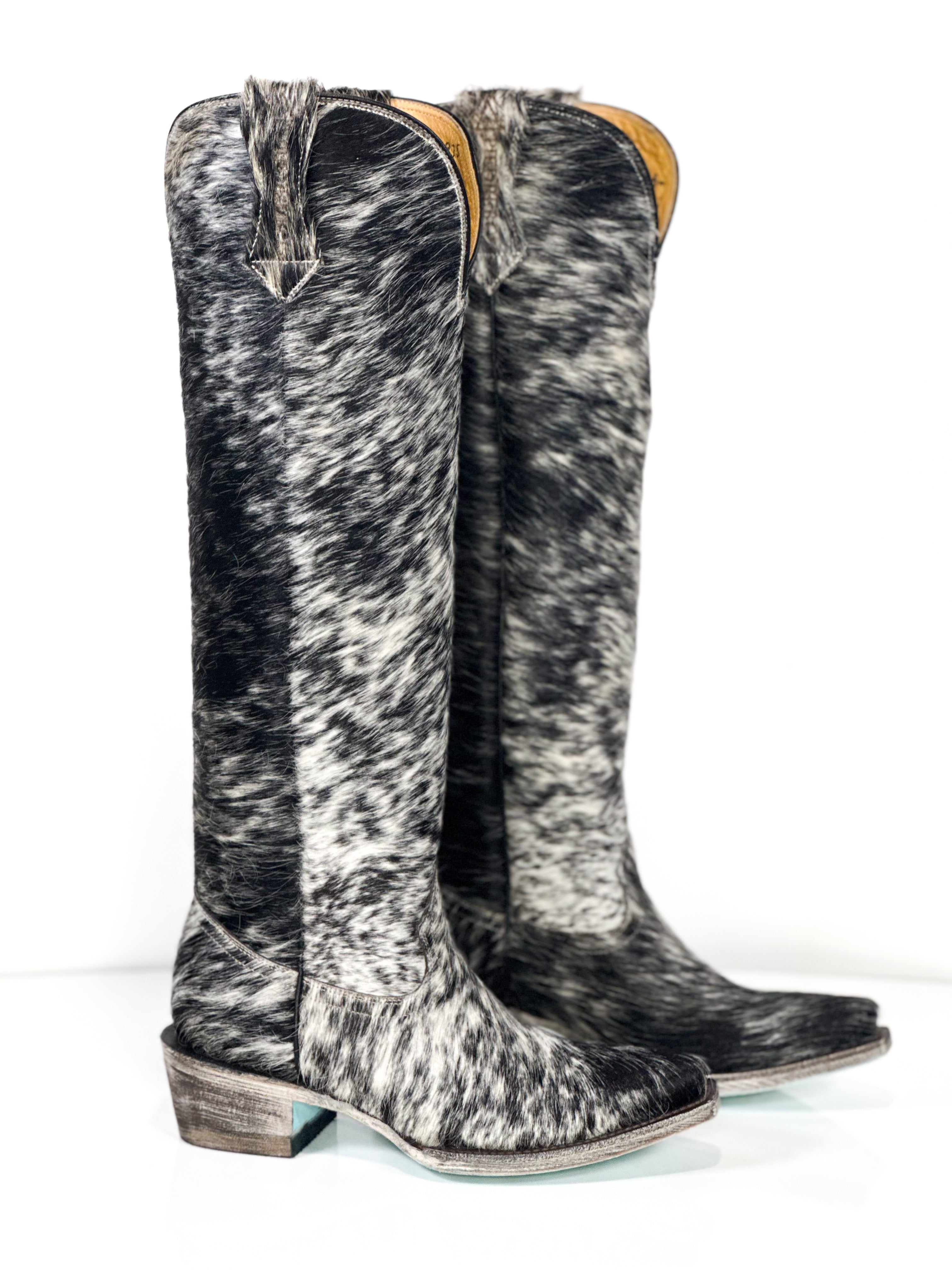 Azeri Cowhide Boot — profile view of handmade western boots
