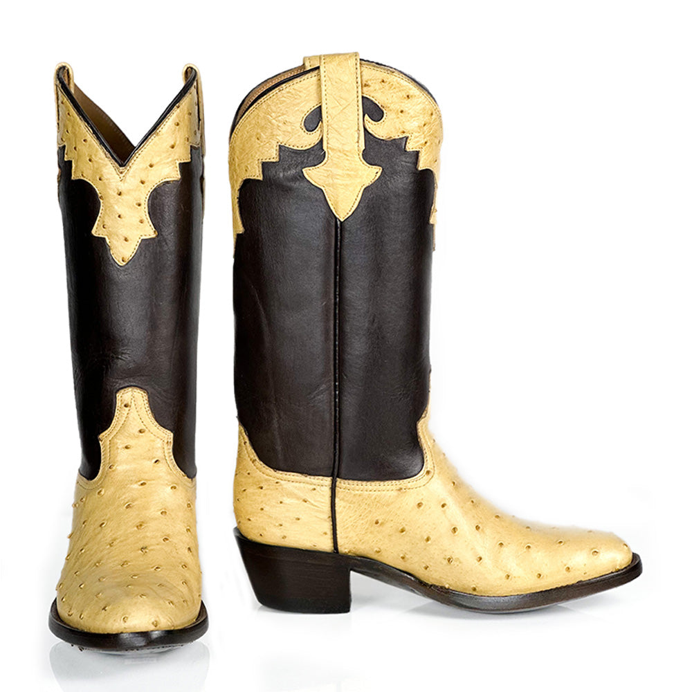 Dahlia- Ostrich Boot — side view of handmade ostrich boots