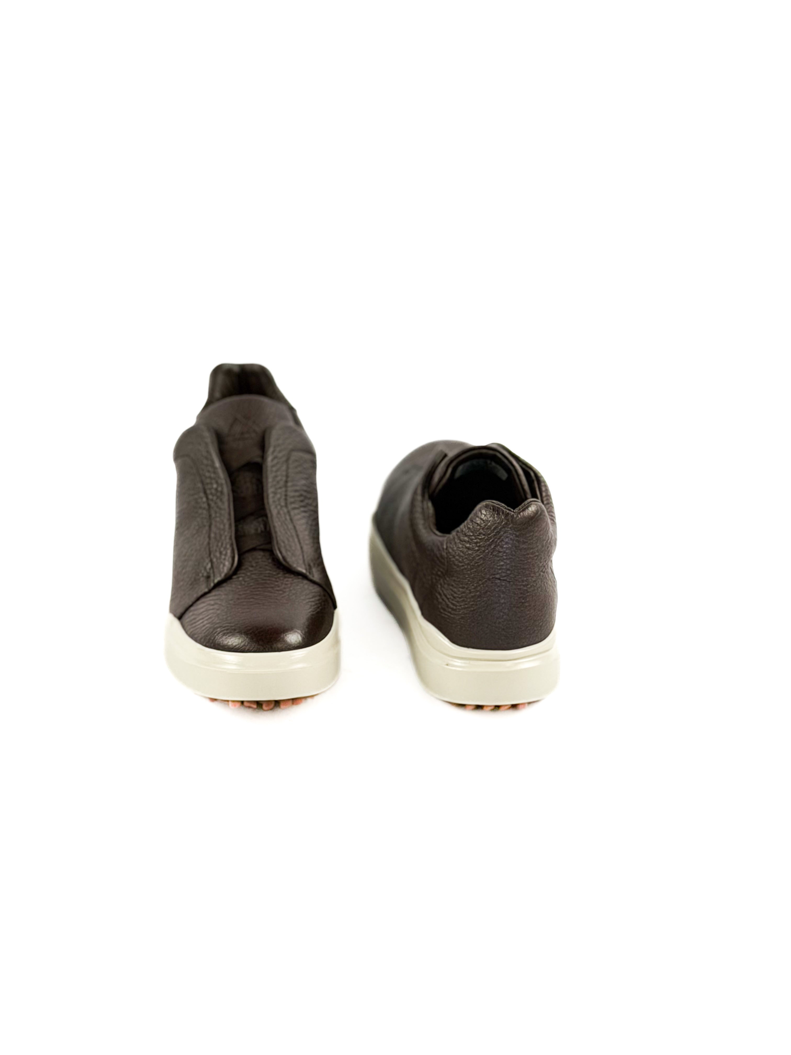 brown leather sneakers slip on