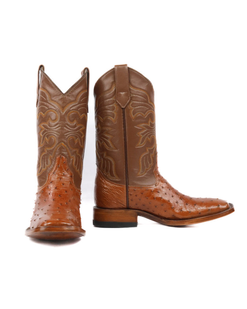 Mens Ostrich Boot Squared Toe