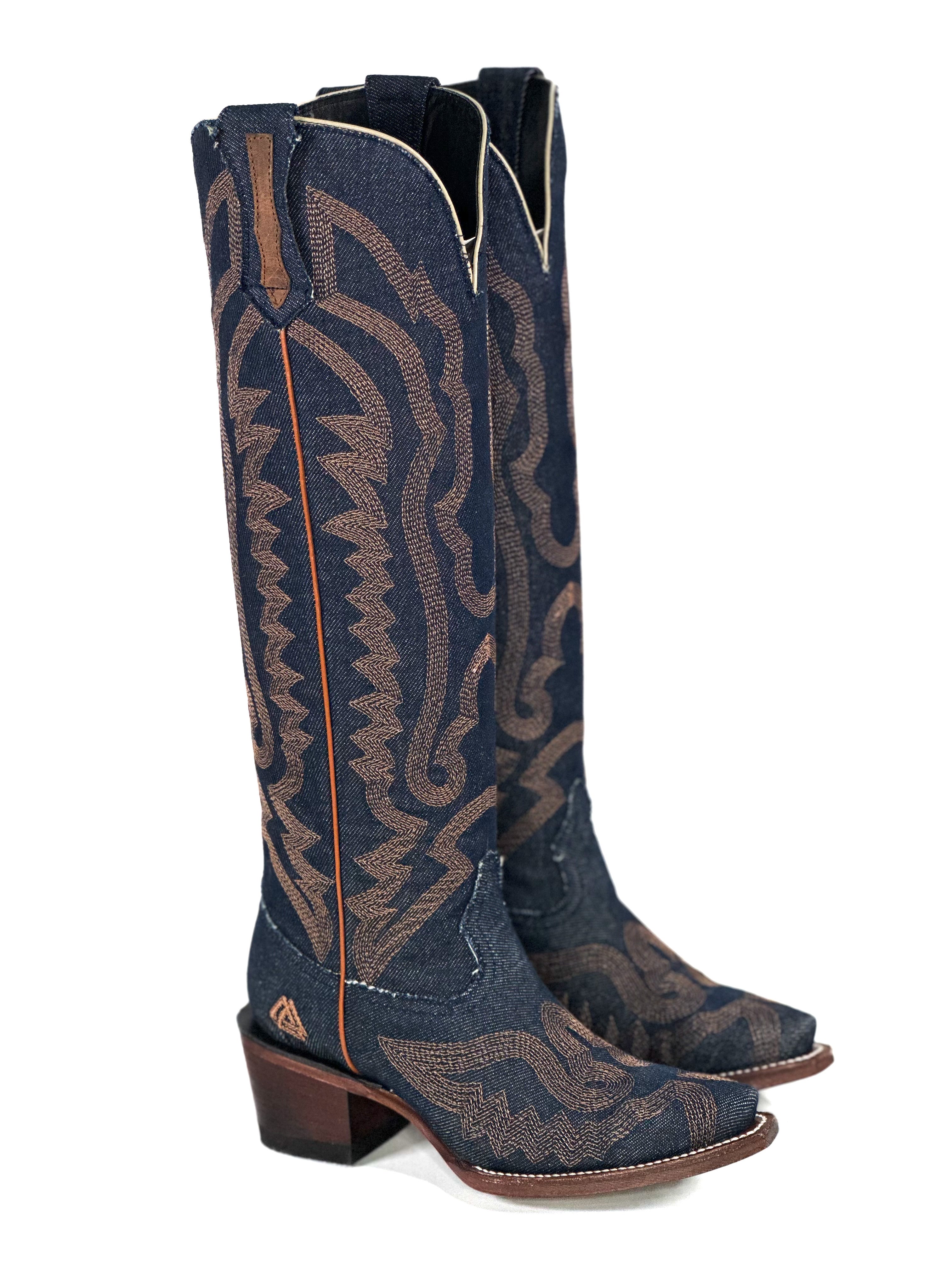 Mariana denim Boots — handmade western boots by Cuadra Piedreros