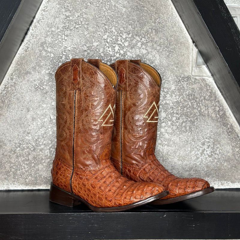 Caramel Croc Boots — handmade western boots by Cuadra Piedreros