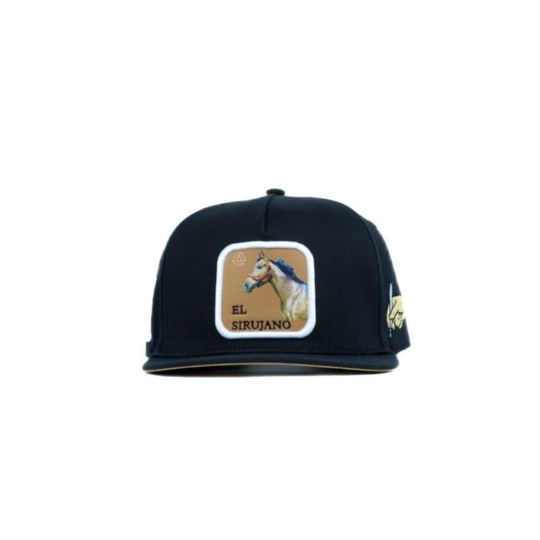 Snapback cap with piedreros horse and side logos