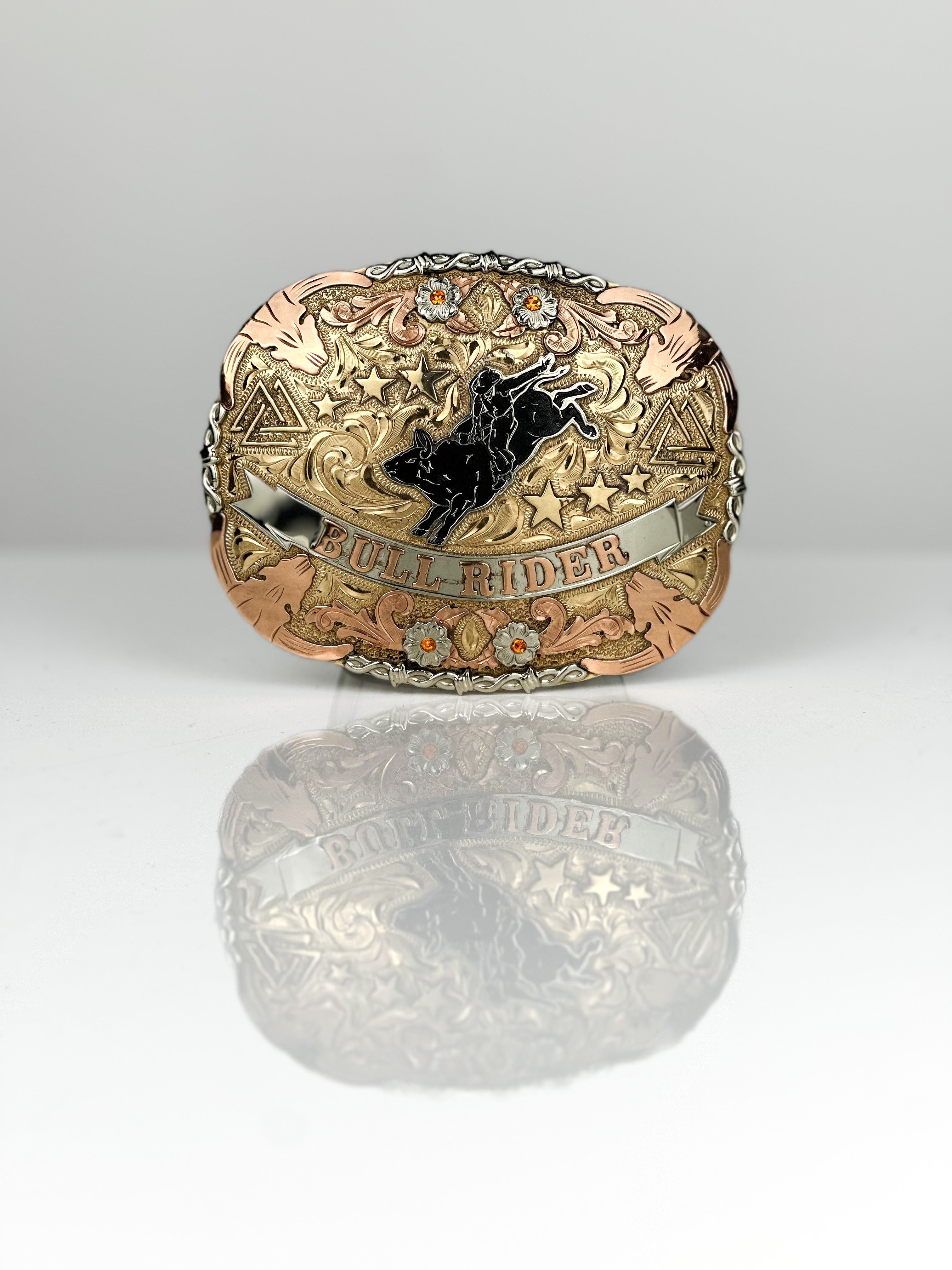 BULL RIDER BUCKLE — Cuadra Piedreros western belt buckle
