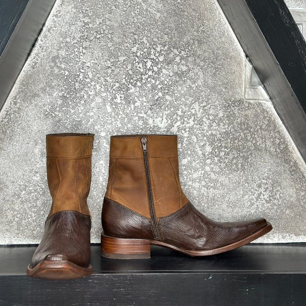 Sierra Chestnut Boots — side view of handmade western boots
