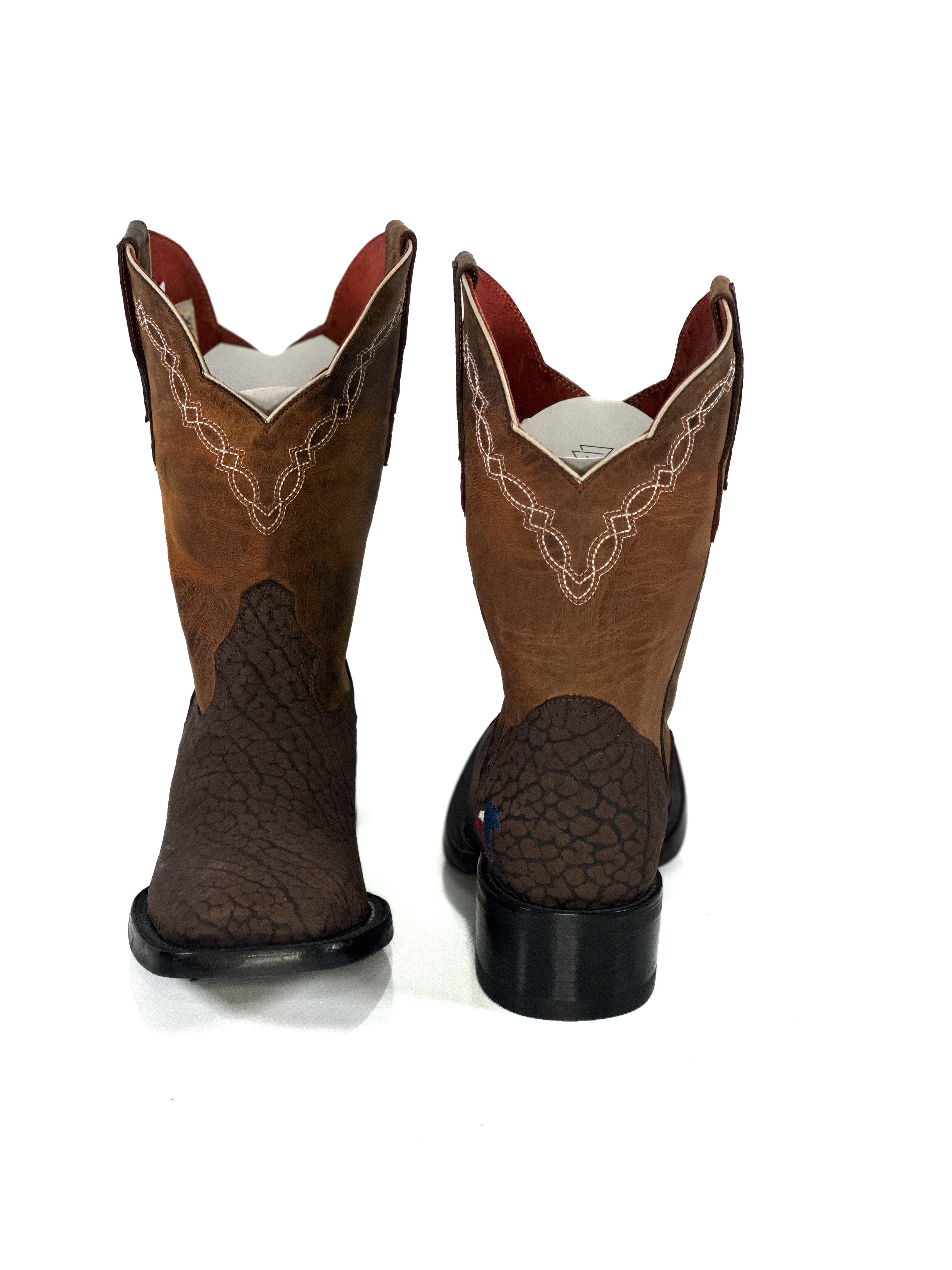 Liberty Hill Bicolor Boot — angled view of handmade western boots