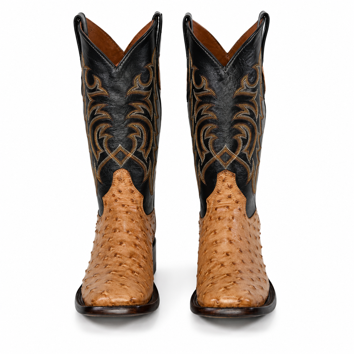 The Maxdale — Ostrich Square Toe Men's Cowboy Boot, front and side view