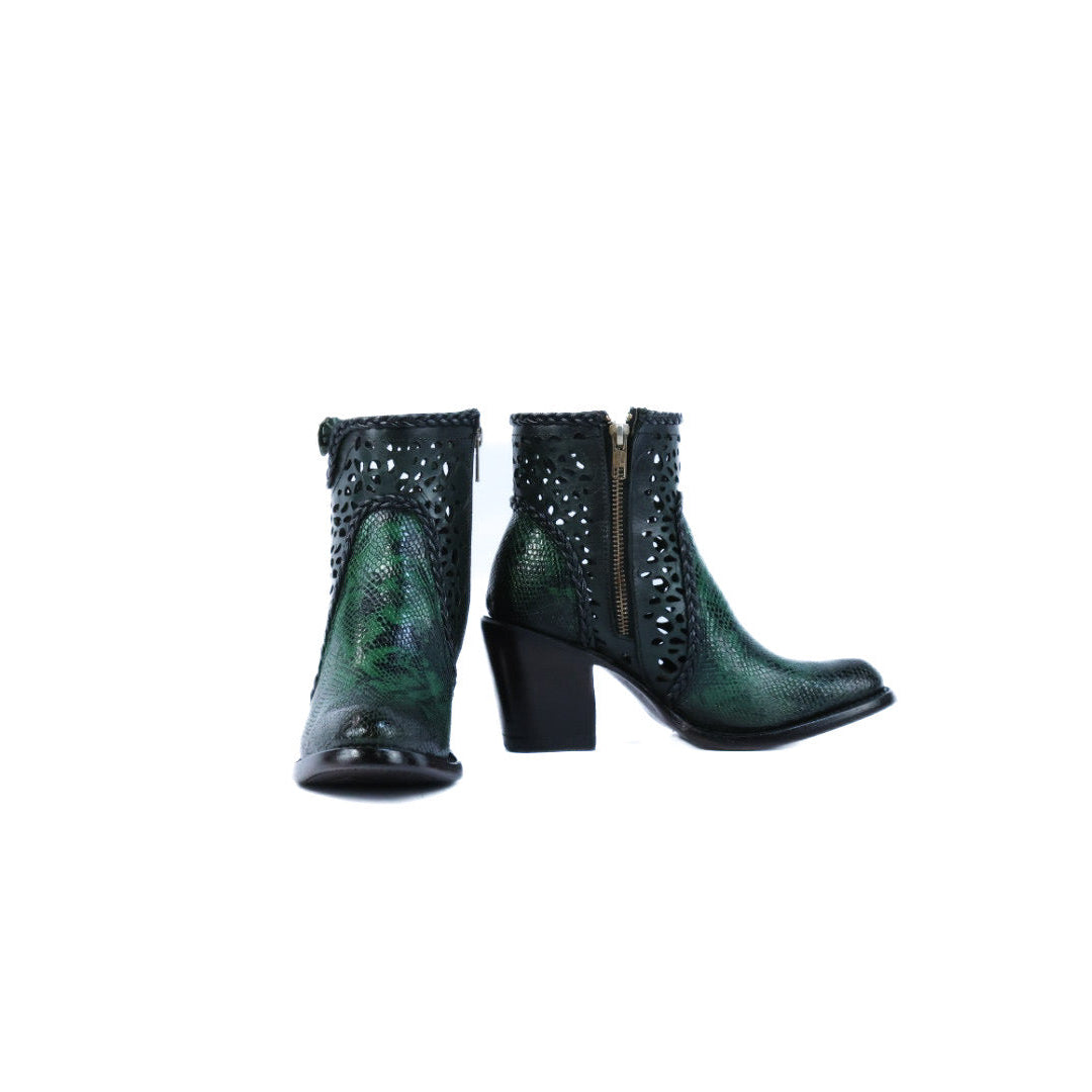 Green python ankle boots